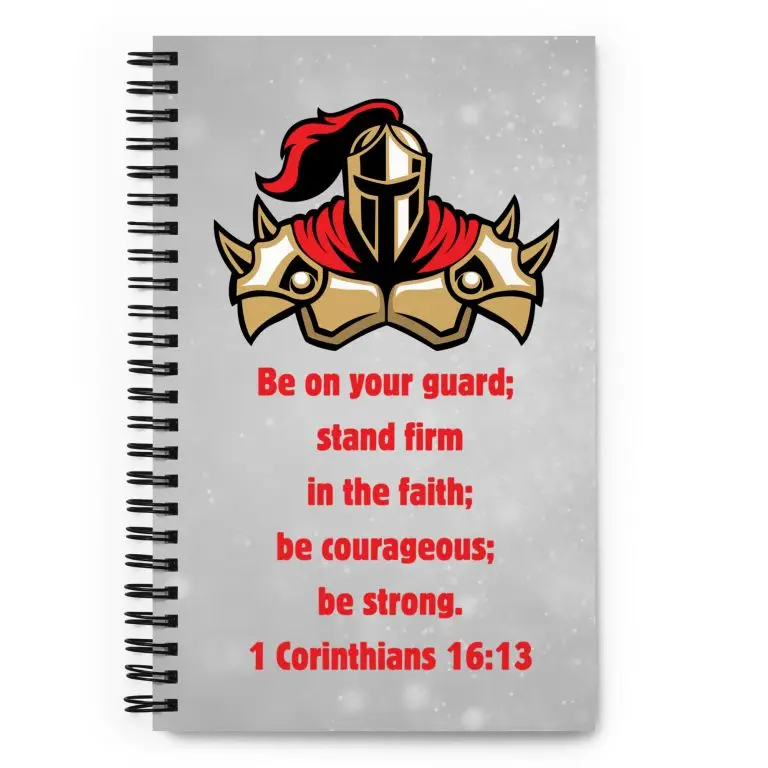 1 Corinthians 1613 Faith Warrior - spiral-notebook-white-front-682228e3a8ab4