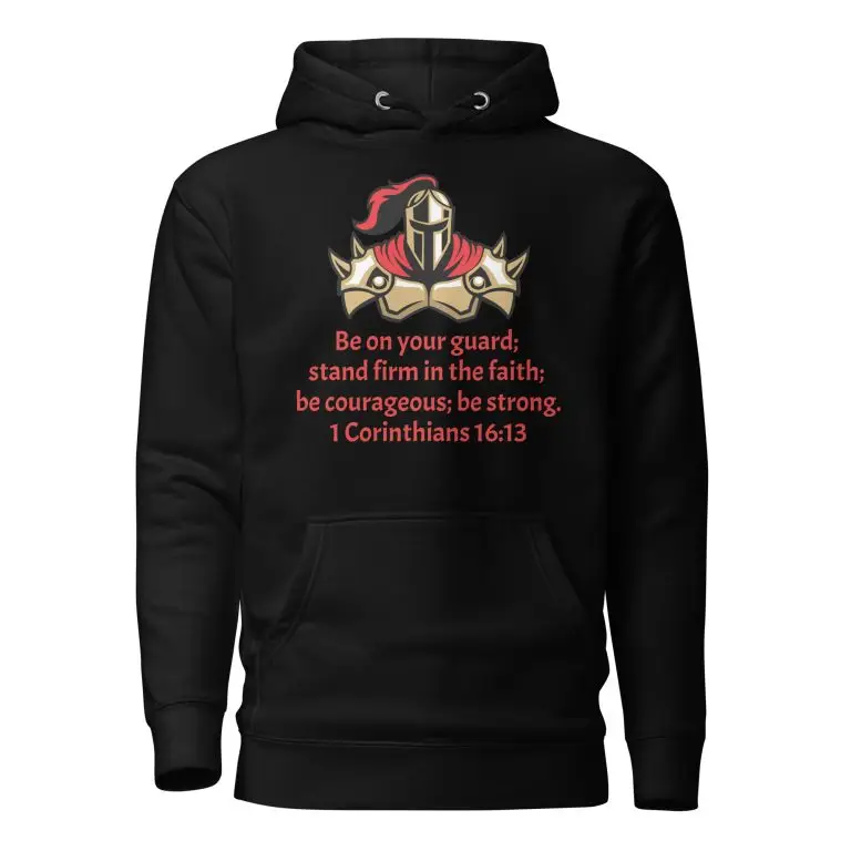 1 Corinthians 1613 Faith Warrior - unisex-premium-hoodie-black-front-68297ef203577