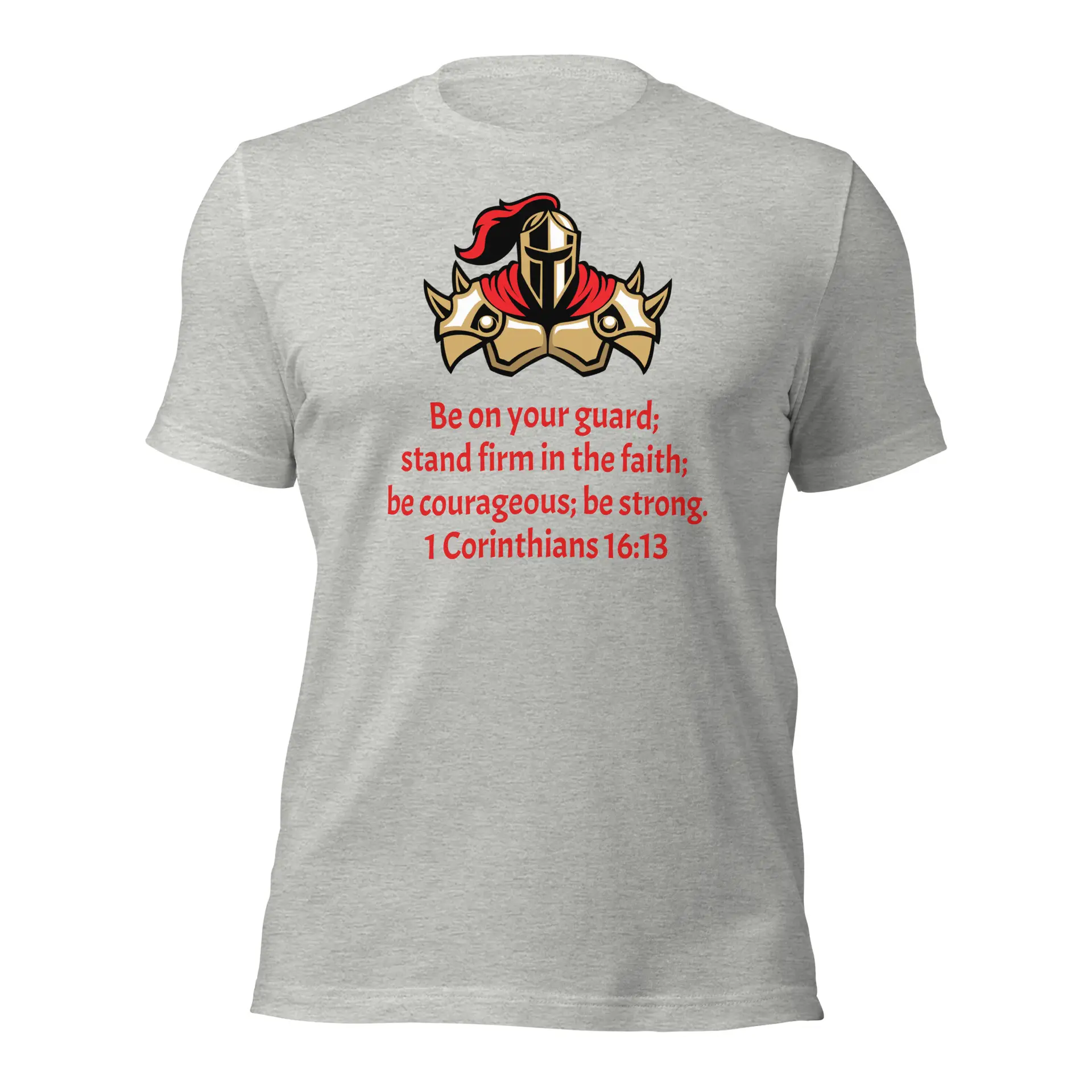 1 Corinthians 1613 Faith Warrior - unisex-staple-t-shirt-athletic-heather-front-68297daeb9137