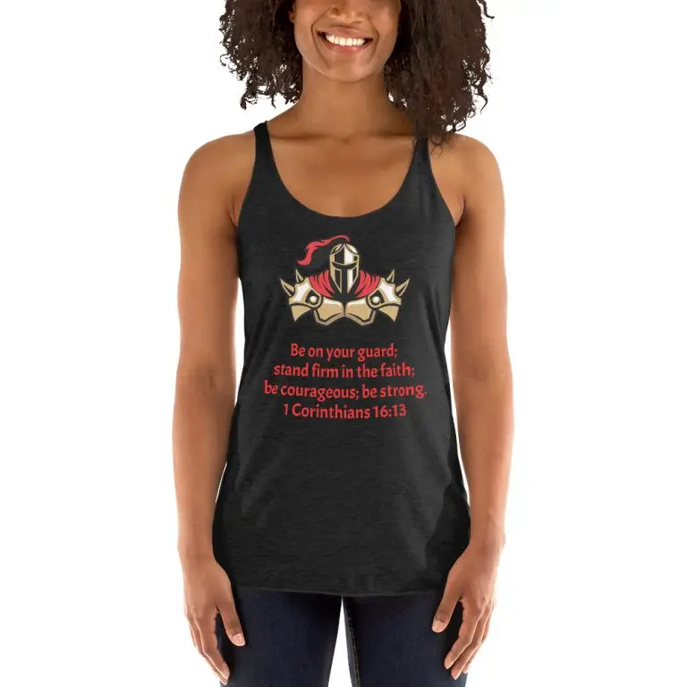 1 Corinthians 1613 Faith Warrior - womens-racerback-tank-top-vintage-black-front-68297d63f3289