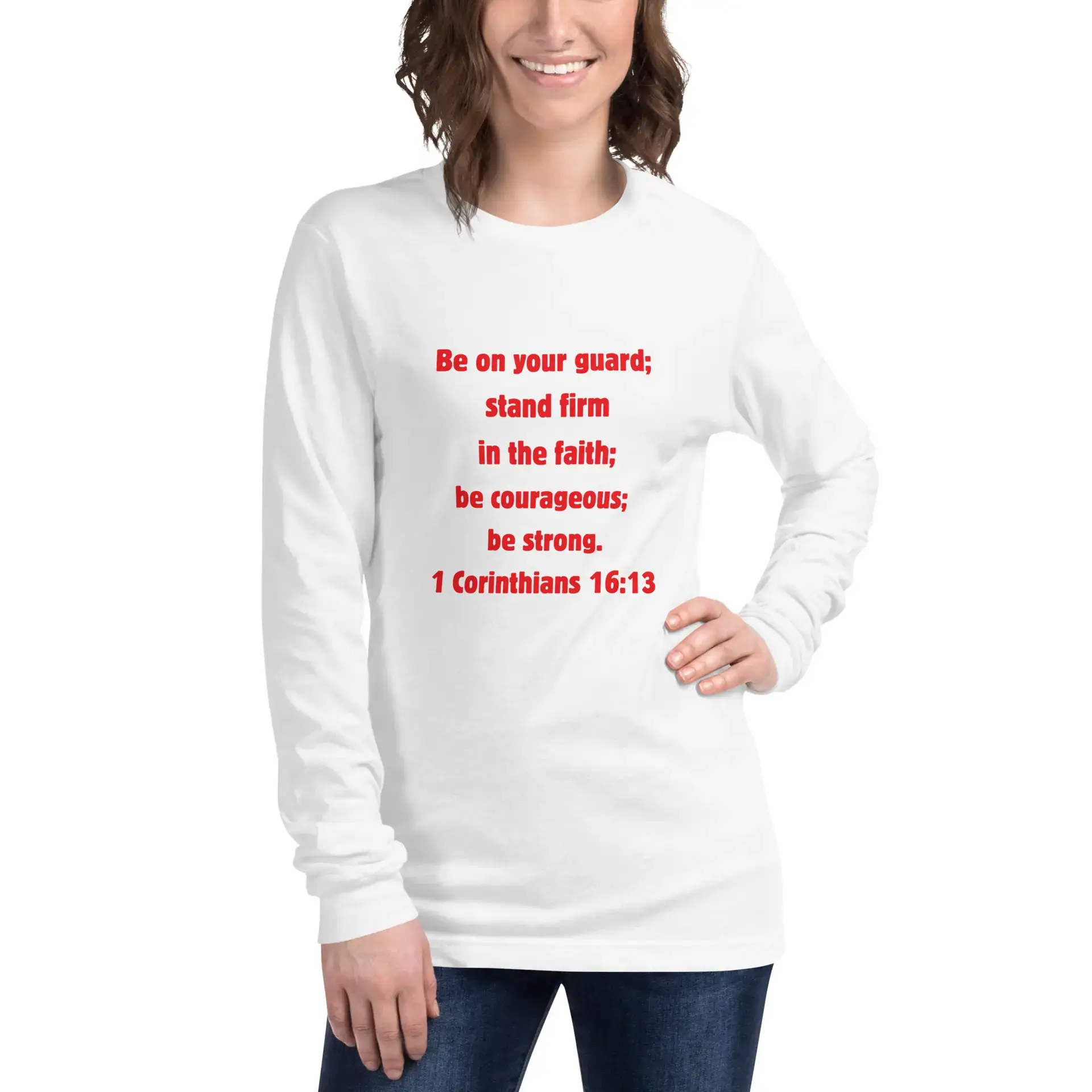 1 Corinthians 1613 Faith - unisex-long-sleeve-tee-white-front-6821f9cf34a24