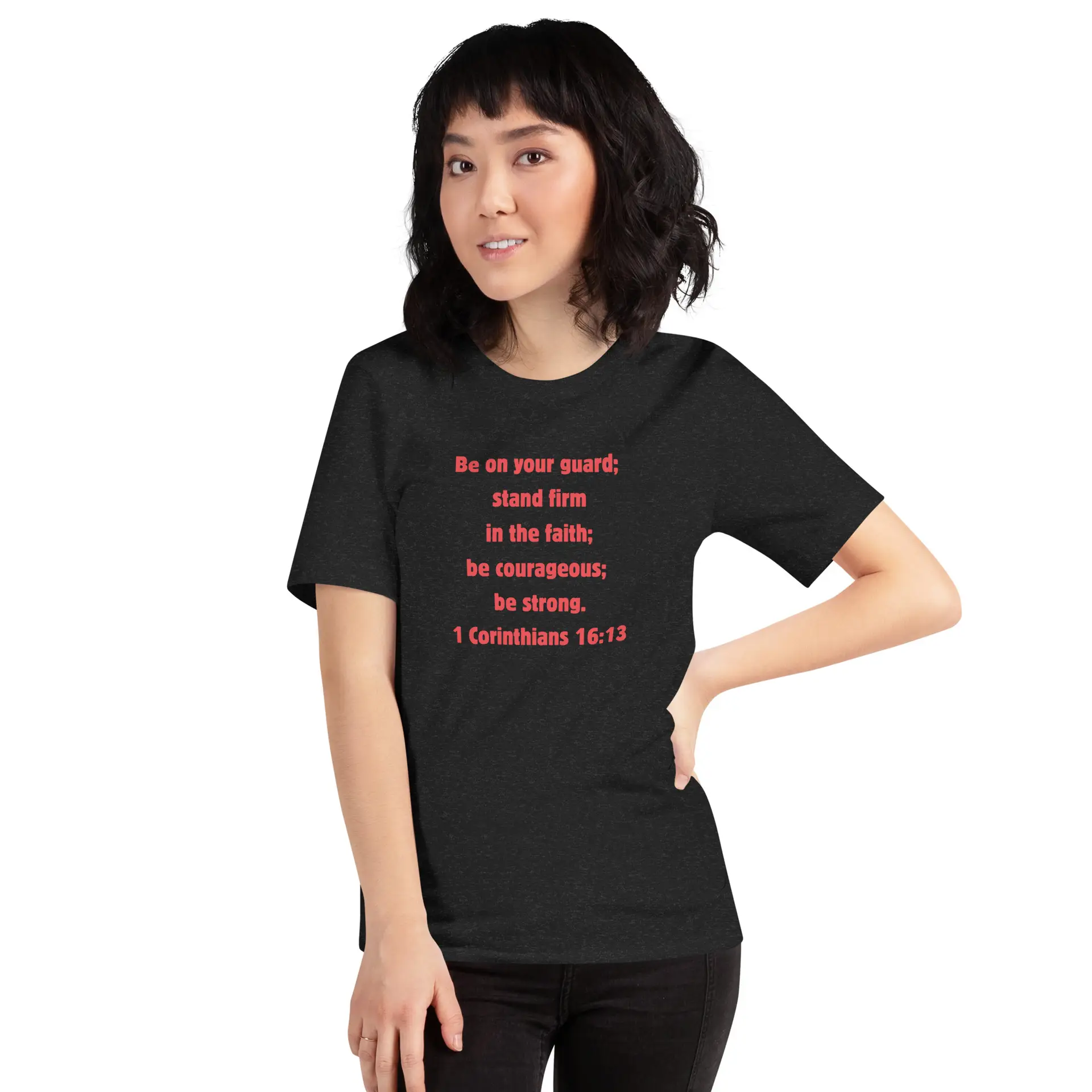 1 Corinthians 1613 Faith - unisex-staple-t-shirt-black-heather-front-6821fd711bf88