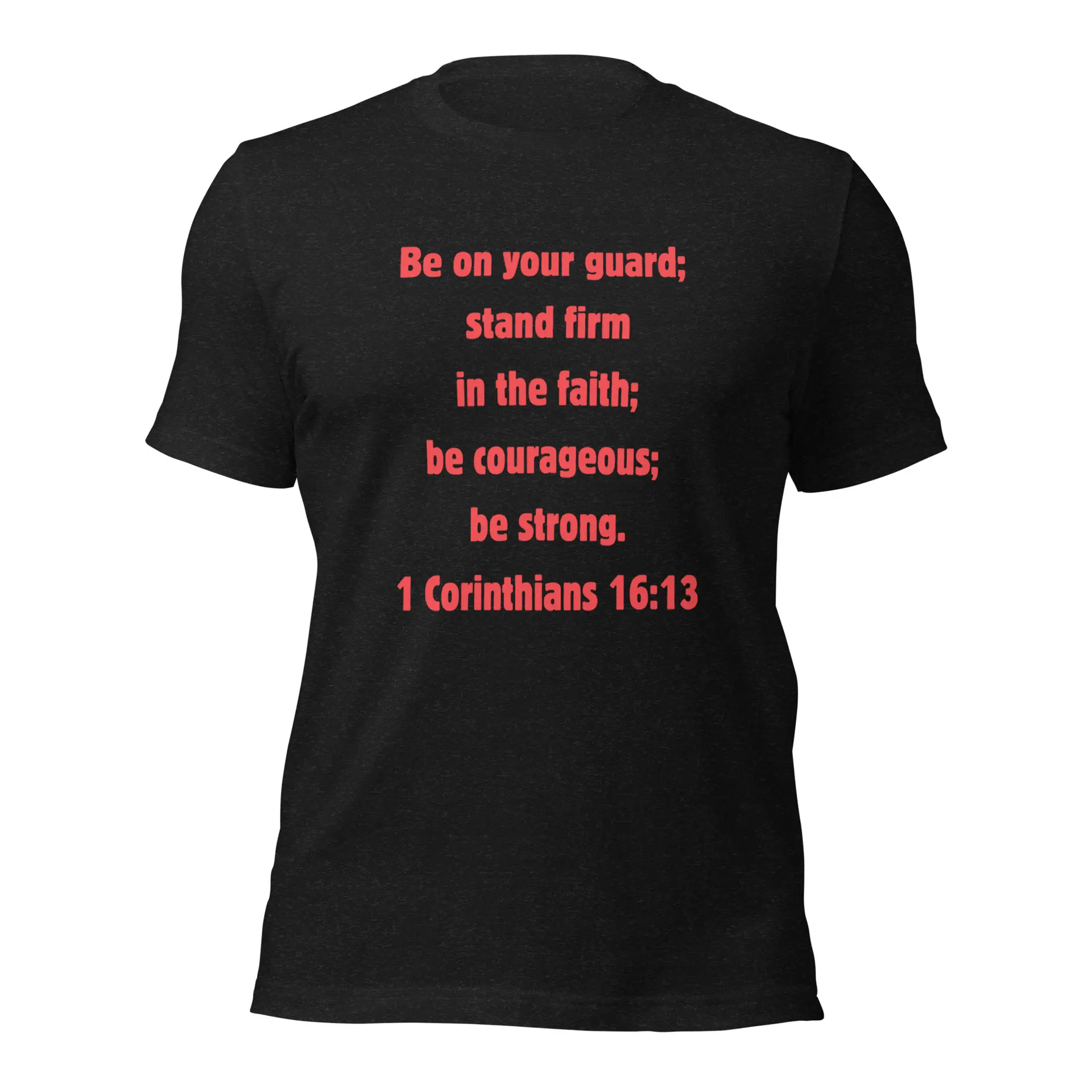 1 Corinthians 1613 Faith - unisex-staple-t-shirt-black-heather-front-682a00f4de376
