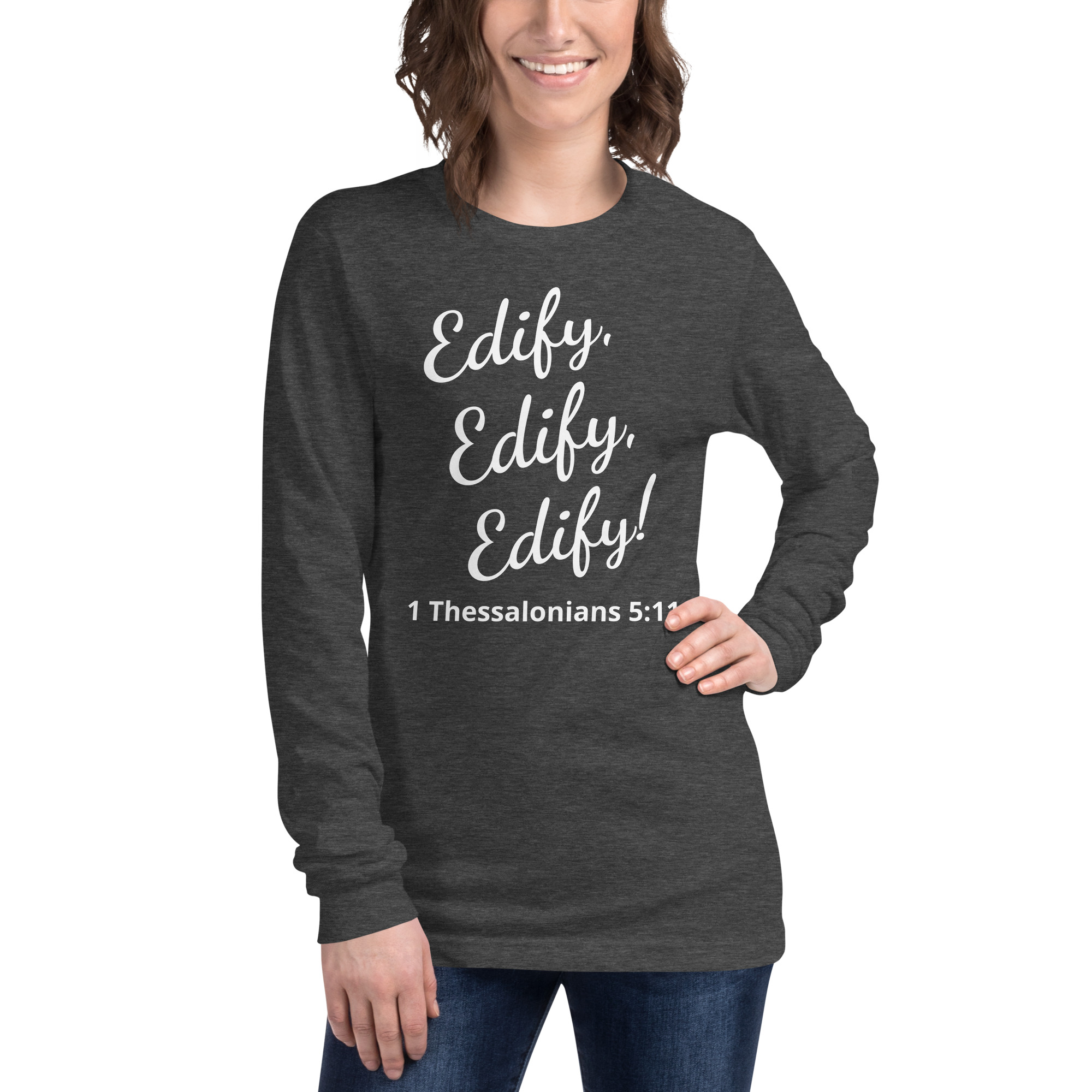 1 Thessalonians 511 - unisex-long-sleeve-tee-dark-grey-heather-front-682230bb25b68
