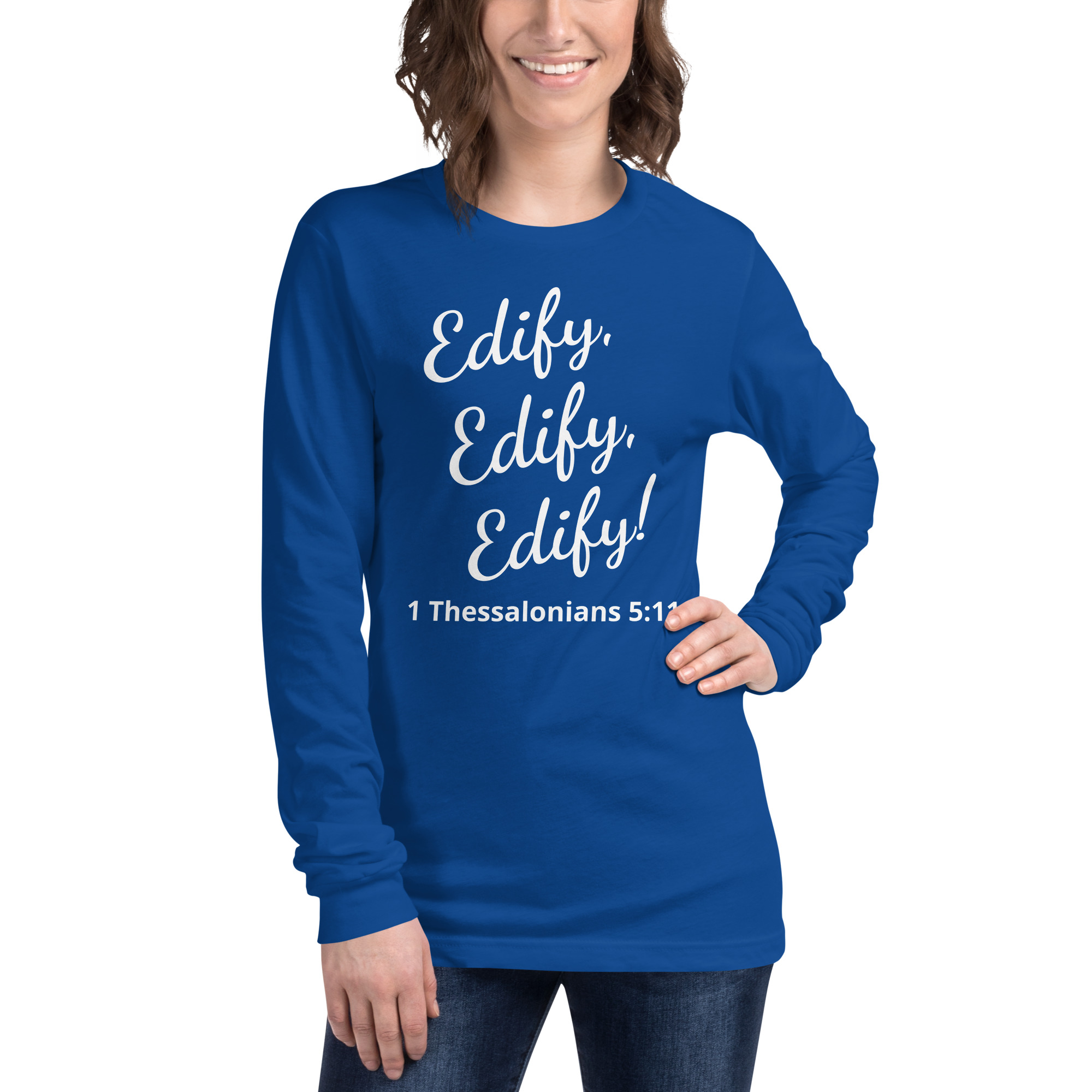 1 Thessalonians 511 - unisex-long-sleeve-tee-true-royal-front-682230bb27209