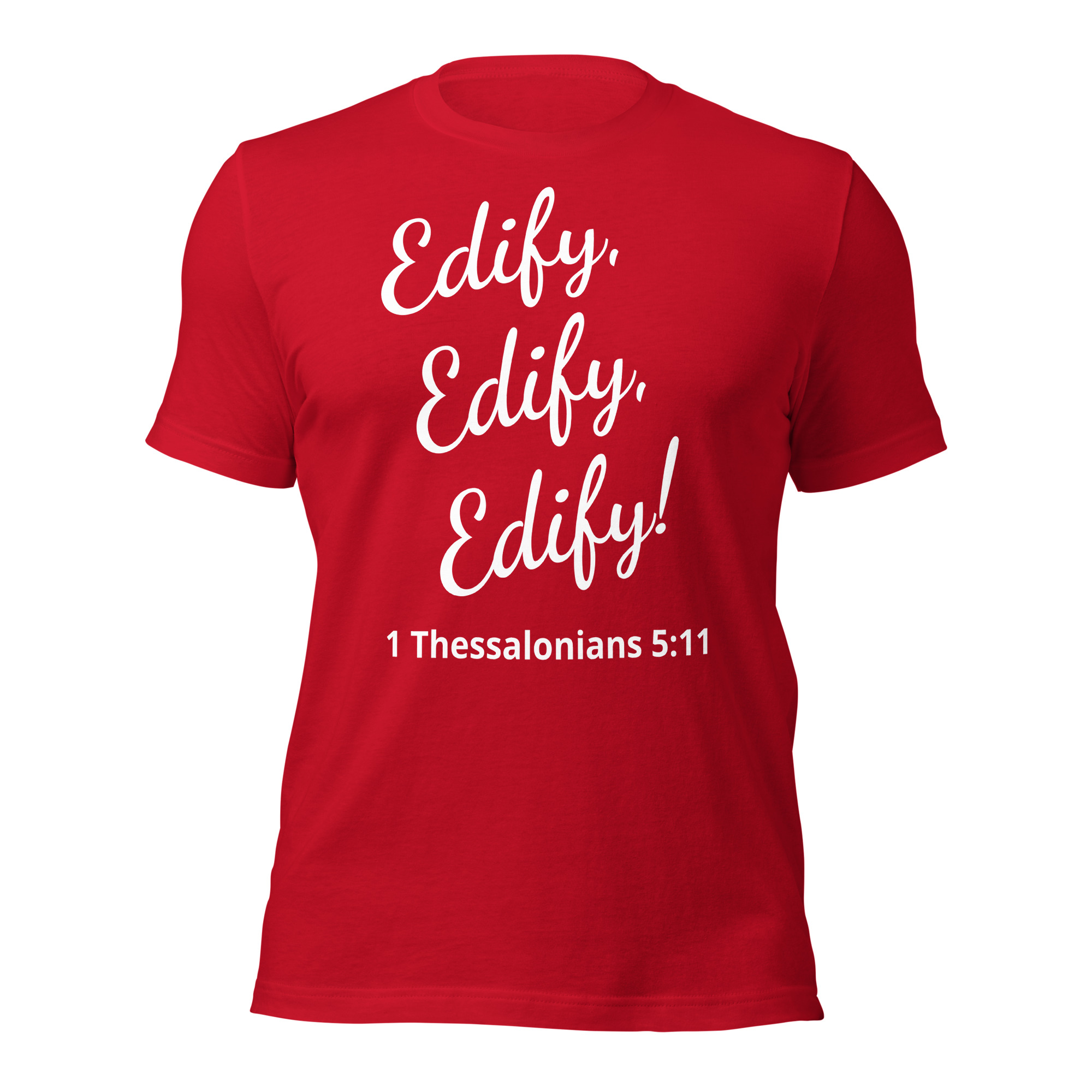 1 Thessalonians 511 - unisex-staple-t-shirt-red-front-6822309246bb7