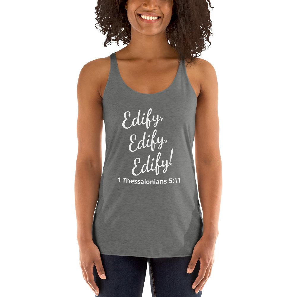 1 Thessalonians 511 - womens-racerback-tank-top-premium-heather-front-6825c40884dba