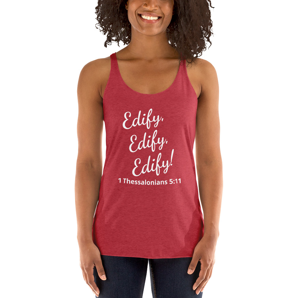 1 Thessalonians 511 - womens-racerback-tank-top-vintage-red-front-6825c40884962