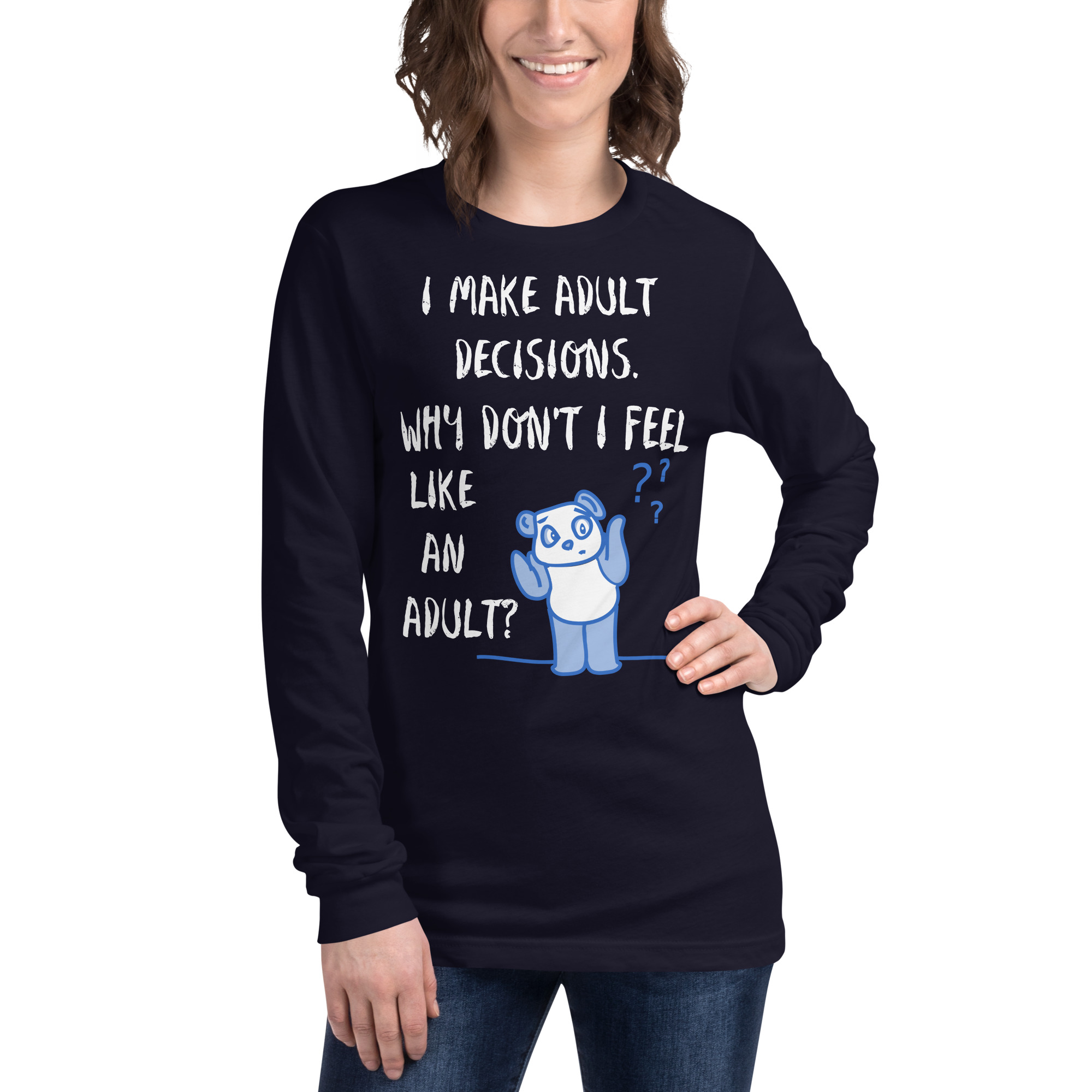 Adult Decisions - unisex-long-sleeve-tee-navy-front-6825c589bc21c