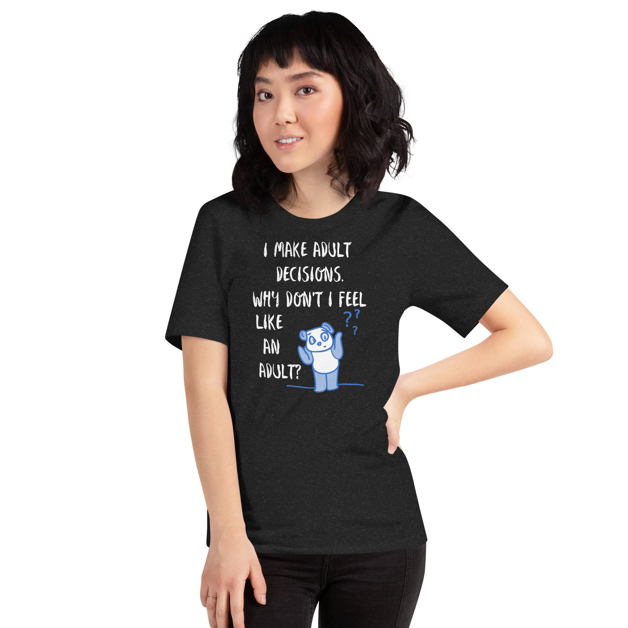 Adult Decisions - unisex-staple-t-shirt-black-heather-front-6825c61ee2557