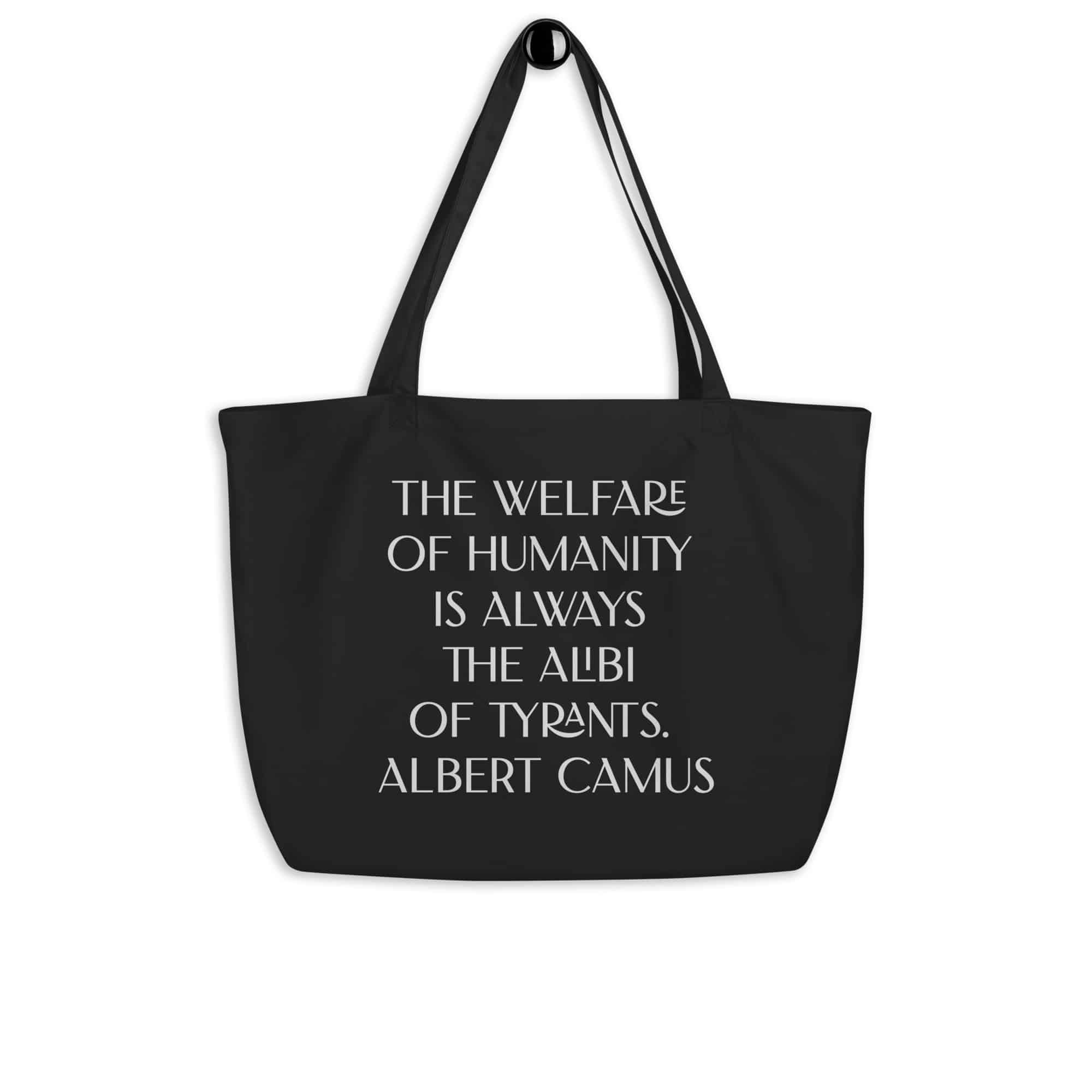 Albert Camus Welfare of Humanity Large organic tote bag