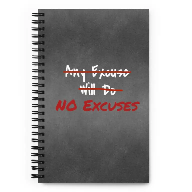 Any Excuse, No Excuses - spiral-notebook-white-front-6825caf612a98