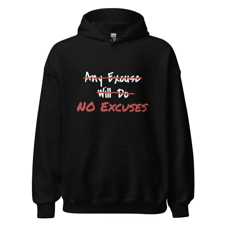 Any Excuse, No Excuses - unisex-heavy-blend-hoodie-black-front-6825cb12ac8c0