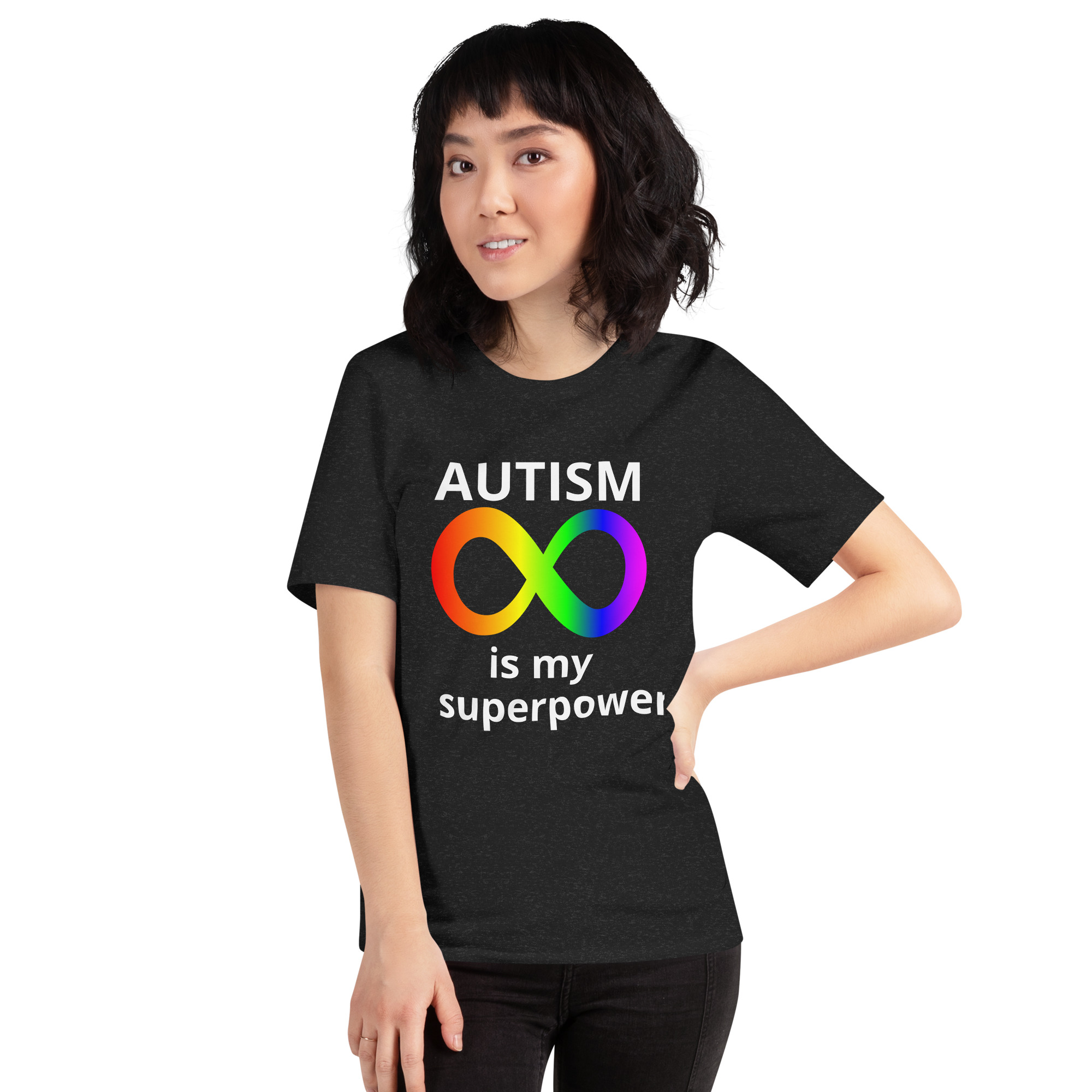 Autism is my Superpower - unisex-staple-t-shirt-black-heather-front-6825df5c21c14