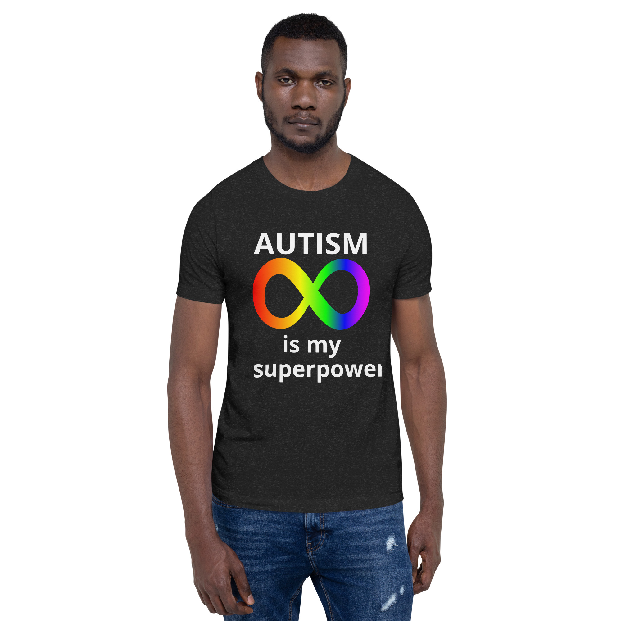 Autism is my Superpower - unisex-staple-t-shirt-black-heather-front-6825df5c233ab