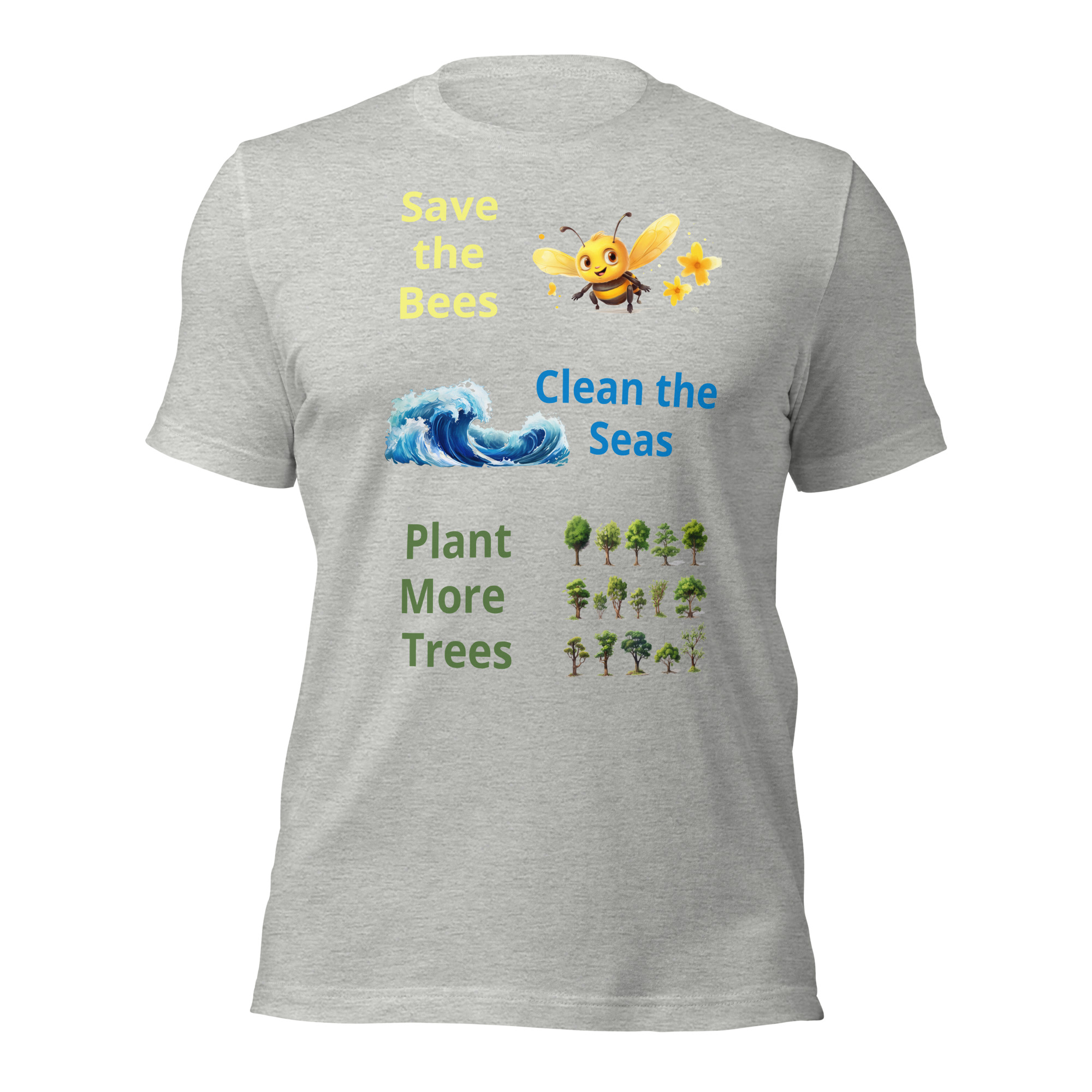 Bees, Seas & Trees - unisex-staple-t-shirt-athletic-heather-front-6825e4fdc47c4