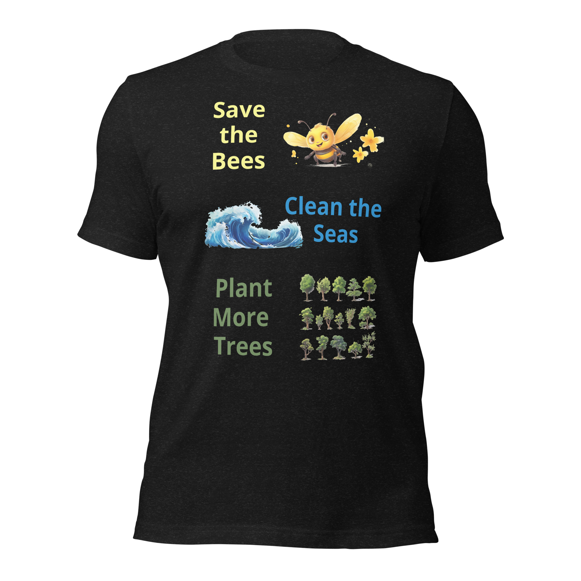 Bees, Seas & Trees - unisex-staple-t-shirt-black-heather-front-6825e4fdb83f0