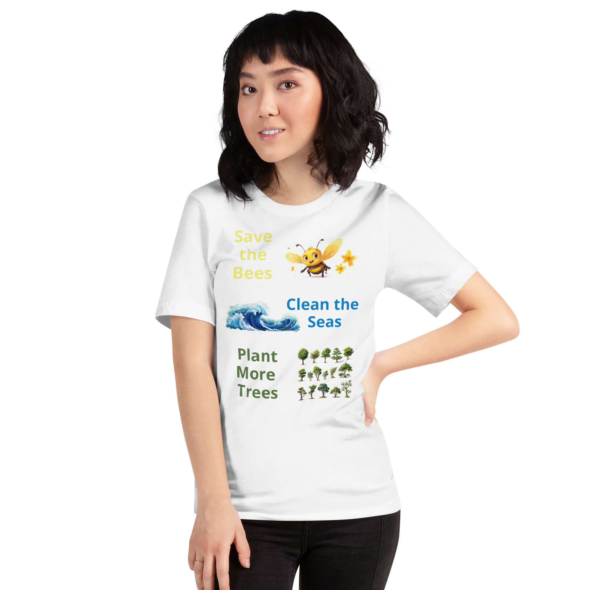 Bees, Seas & Trees - unisex-staple-t-shirt-white-front-6825e4fdcd887