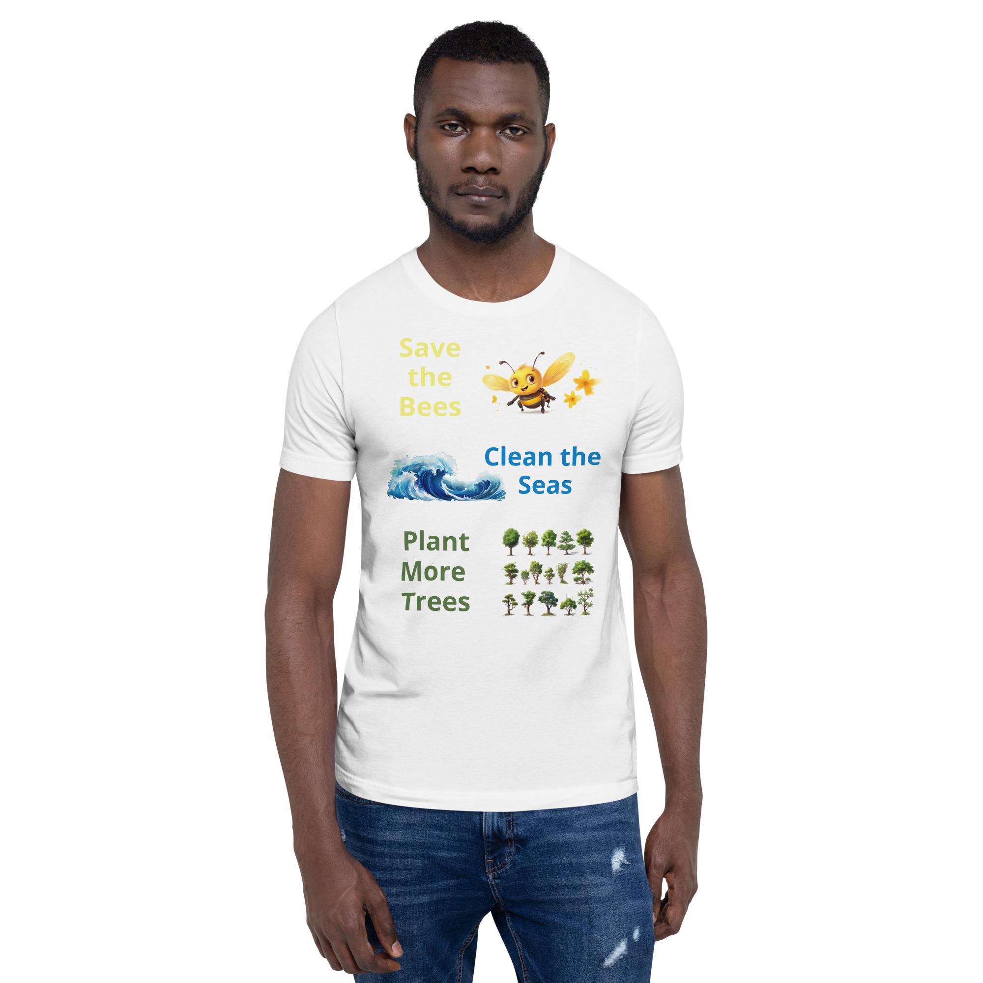 Bees, Seas & Trees - unisex-staple-t-shirt-white-front-6825e4fdd91e8