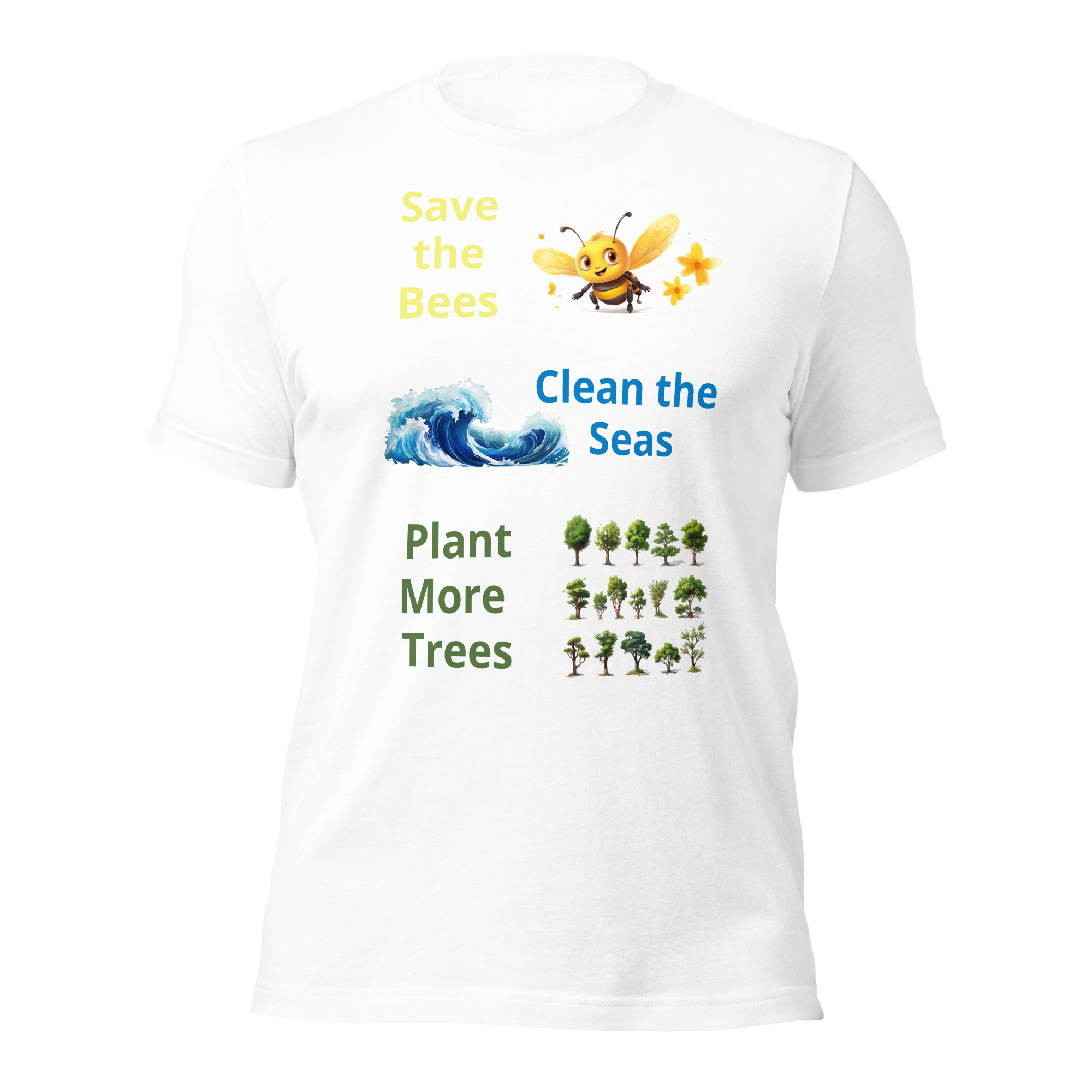 Bees, Seas & Trees - unisex-staple-t-shirt-white-front-6825e4fde56da