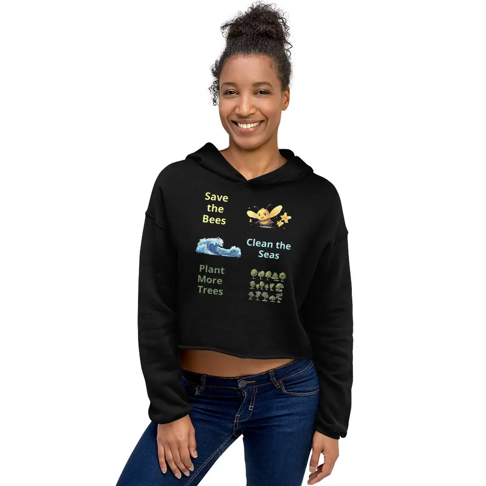 Bees Seas & Trees Crop Hoodie