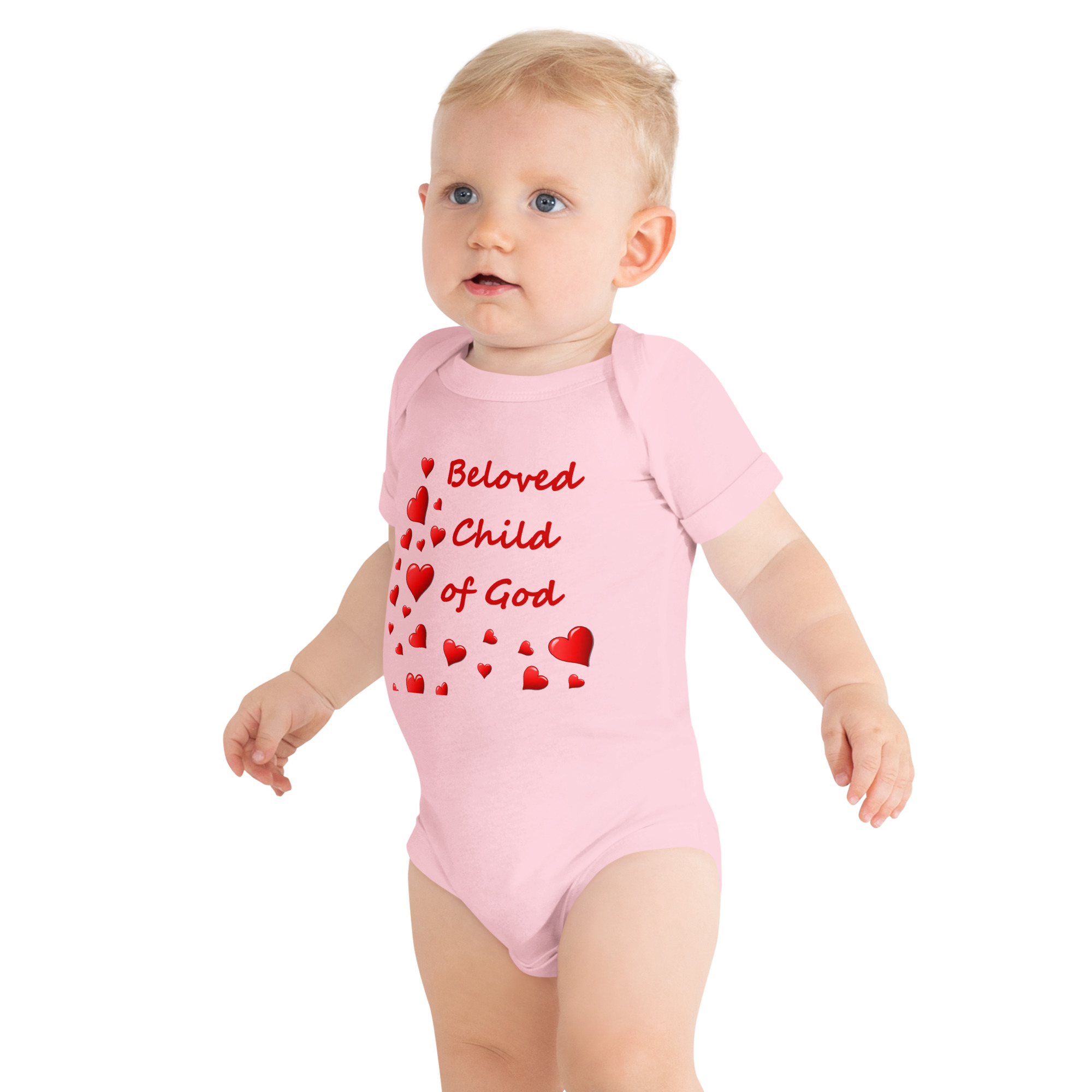 Beloved Child of God - baby-short-sleeve-one-piece-pink-front-6825e5edc1877