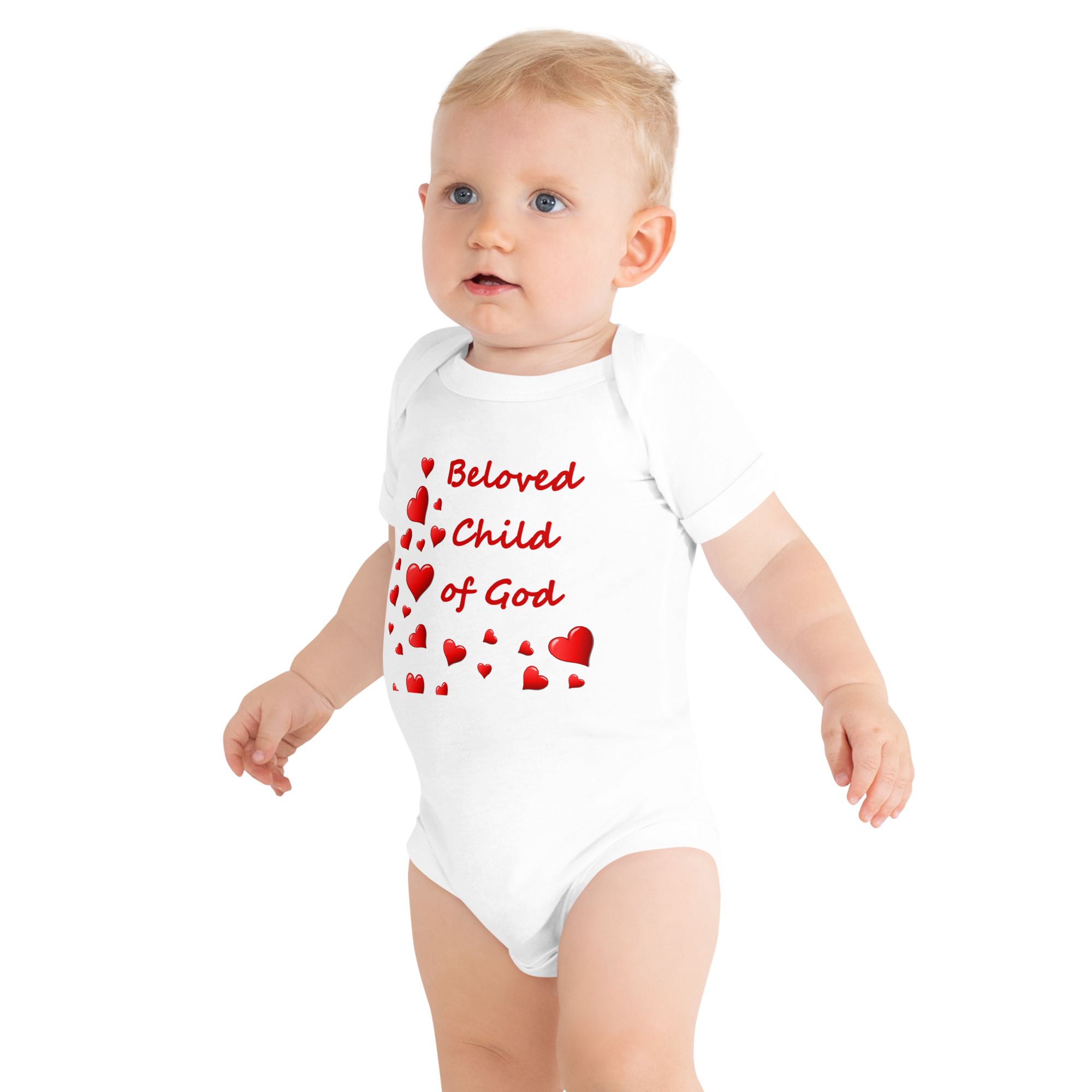 Beloved Child of God - baby-short-sleeve-one-piece-white-front-6825e5edc1d90