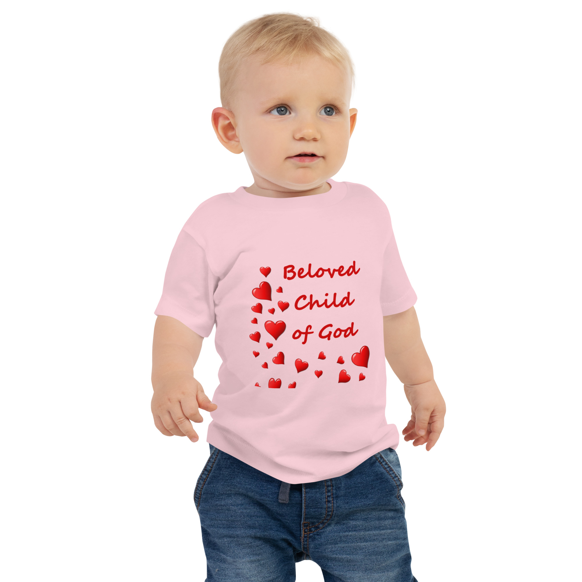 Beloved Child of God - baby-staple-tee-pink-front-6825e5e96741d