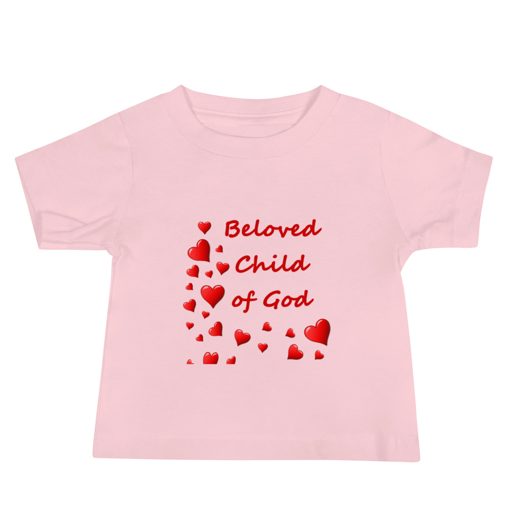 Beloved Child of God - baby-staple-tee-pink-front-6825e5e9674f0