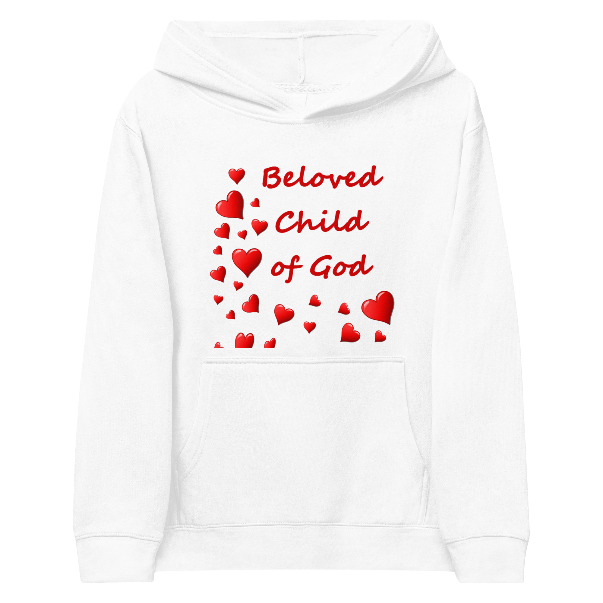 Beloved Child of God - kids-fleece-hoodie-white-front-6825e631403ad