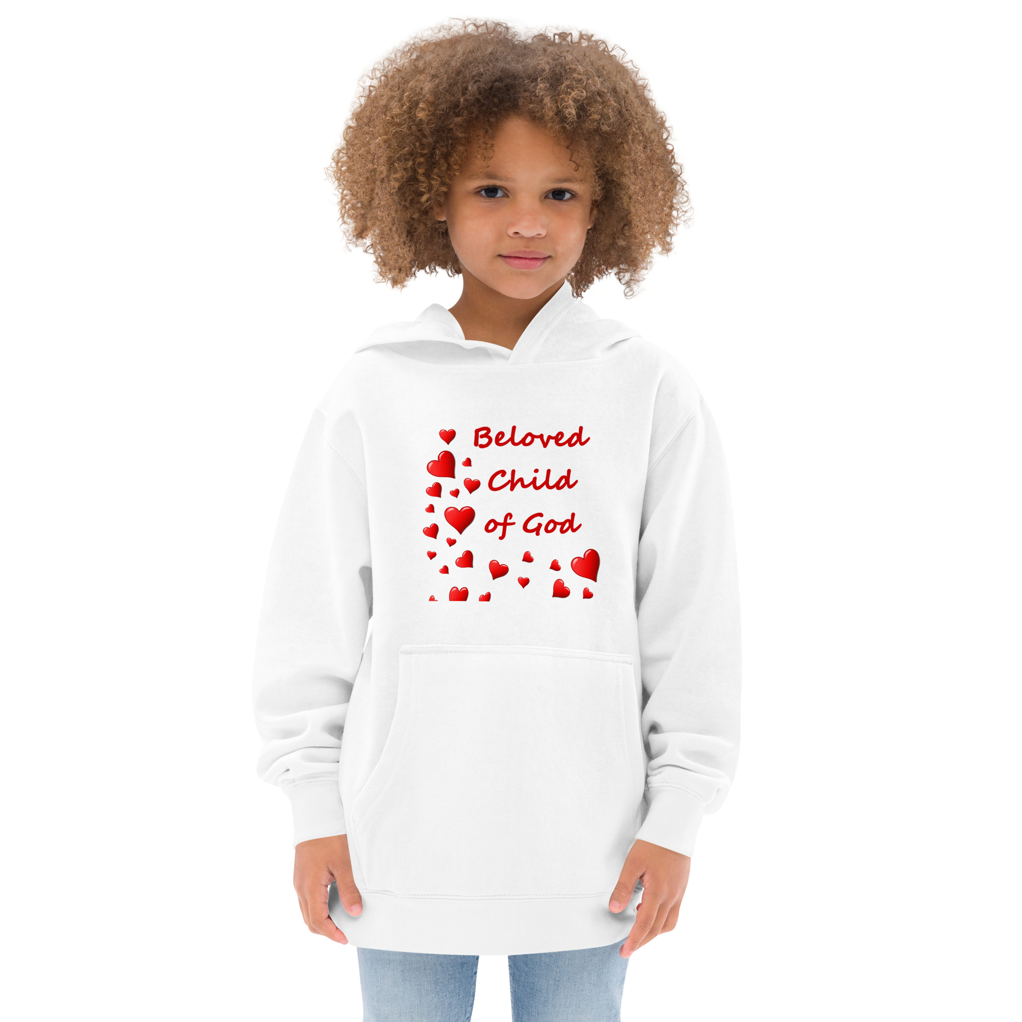 Beloved Child of God - kids-fleece-hoodie-white-front-6825e63140644