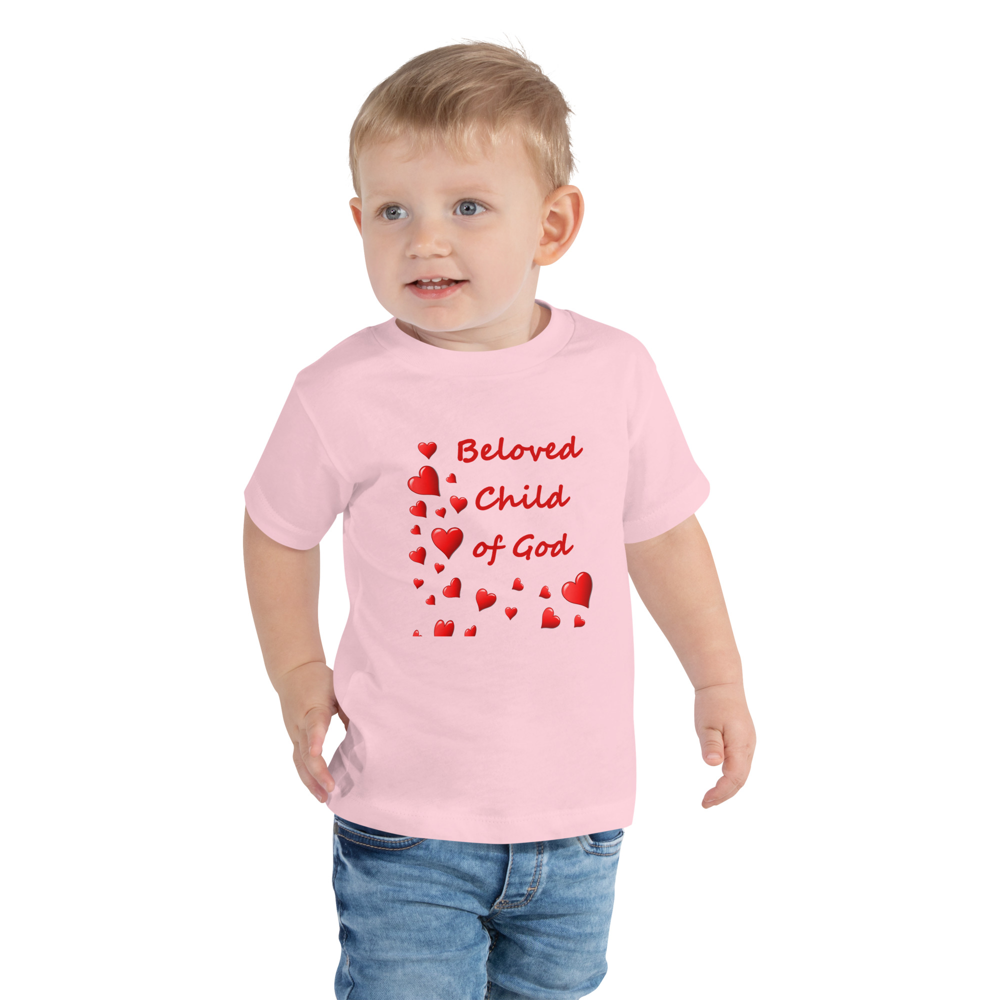 Beloved Child of God - toddler-staple-tee-pink-front-6825e7ab72887
