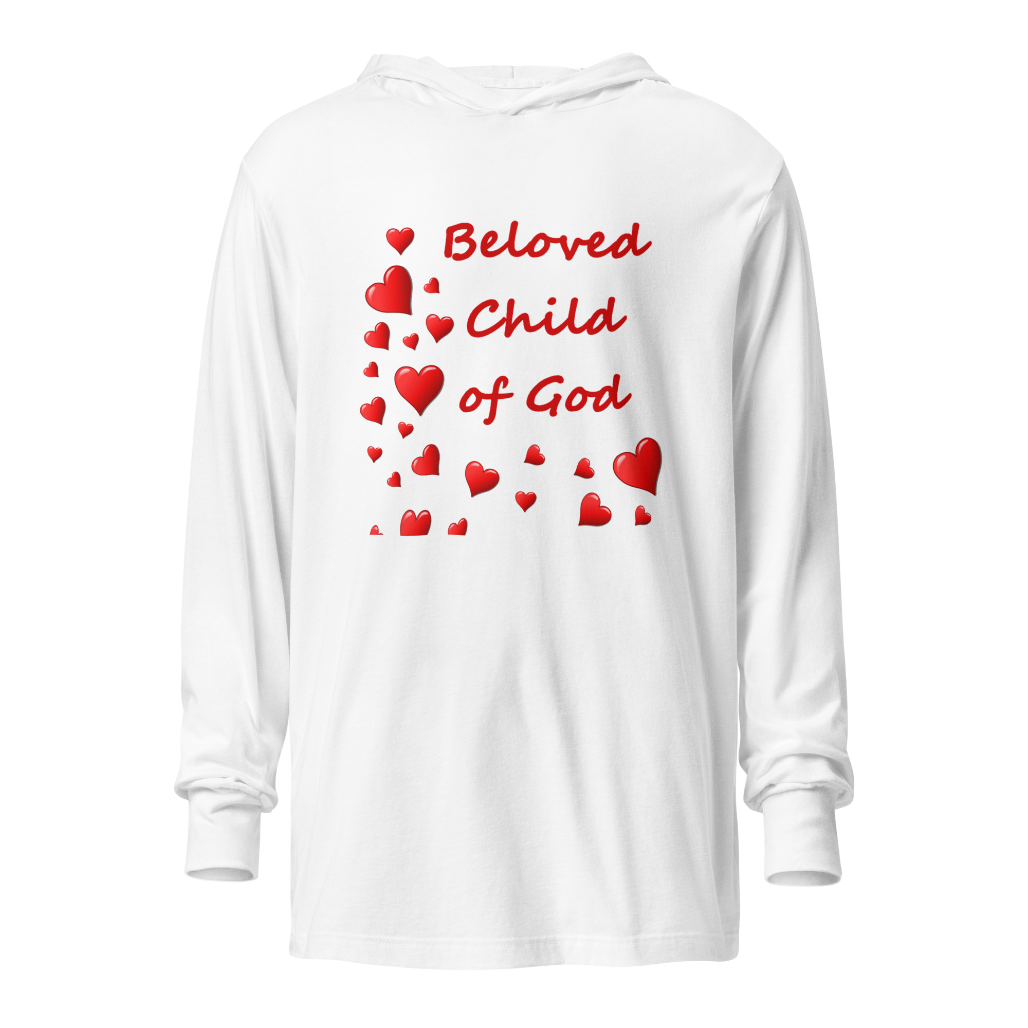 Beloved Child of God - unisex-hooded-long-sleeve-tee-white-front-6825e61b354d3