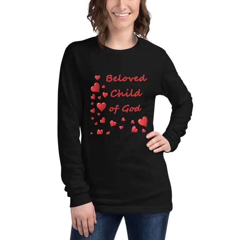 Beloved Child of God - unisex-long-sleeve-tee-black-front-6825e7499bea0