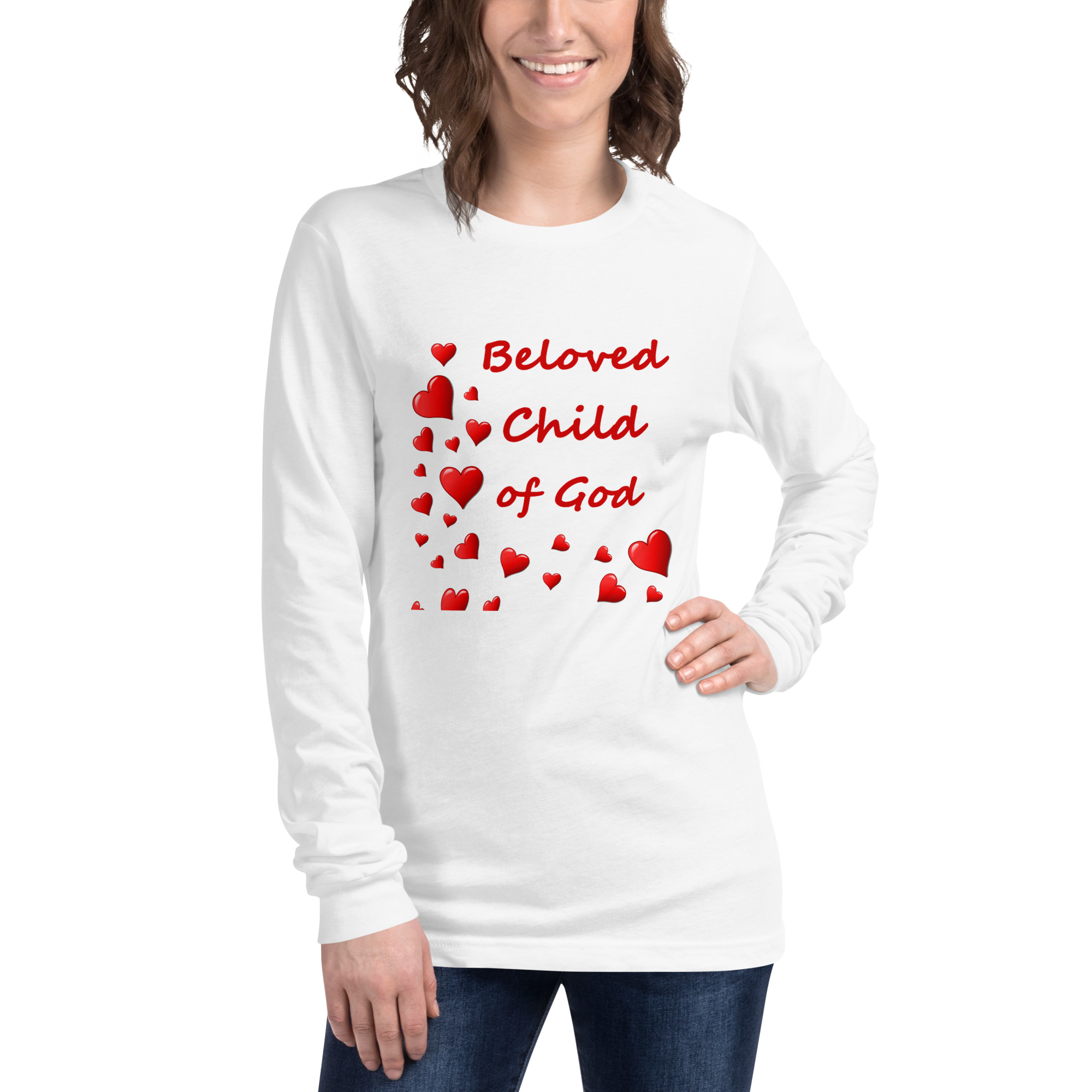 Beloved Child of God - unisex-long-sleeve-tee-white-front-6825e7499f3cc