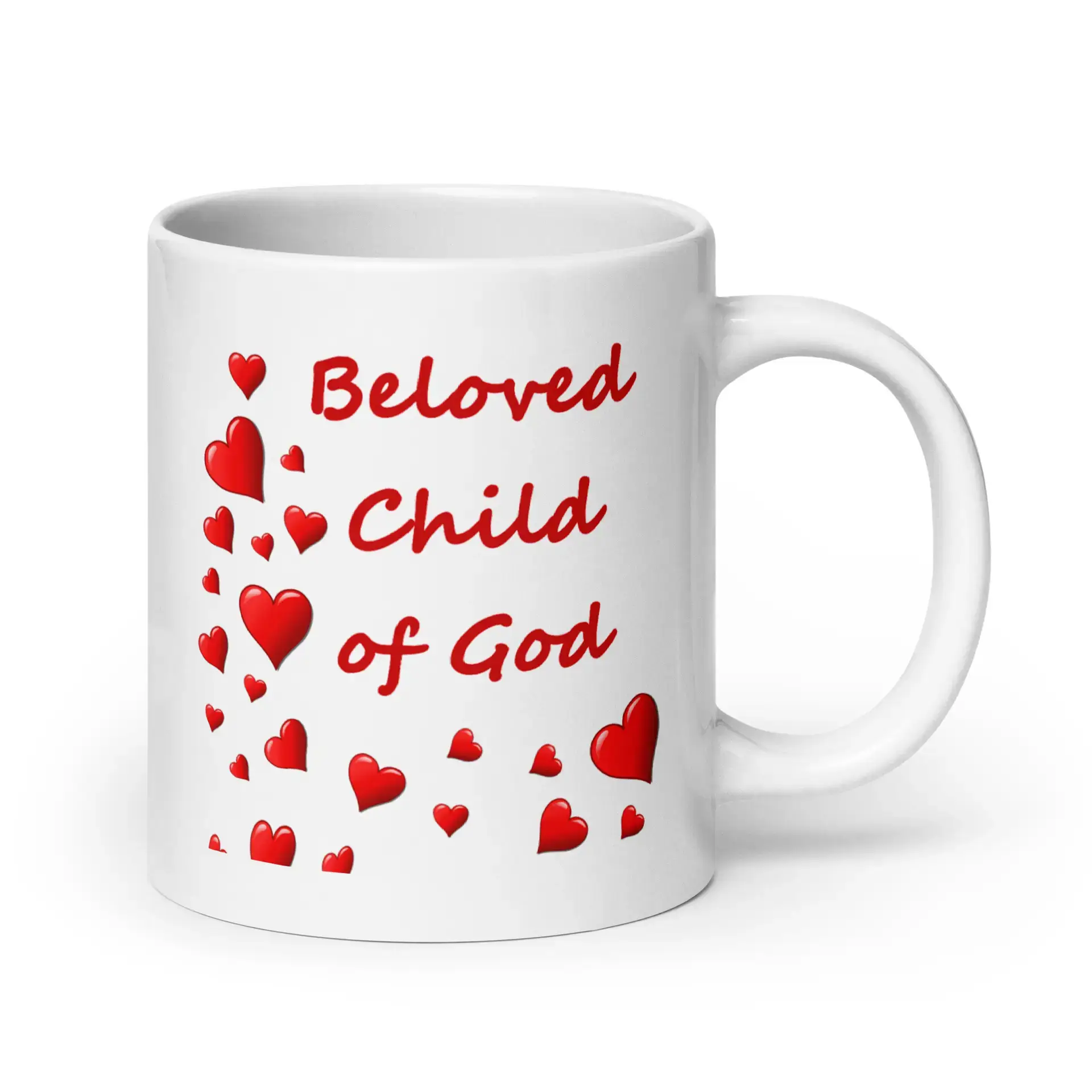Beloved Child of God White glossy mug