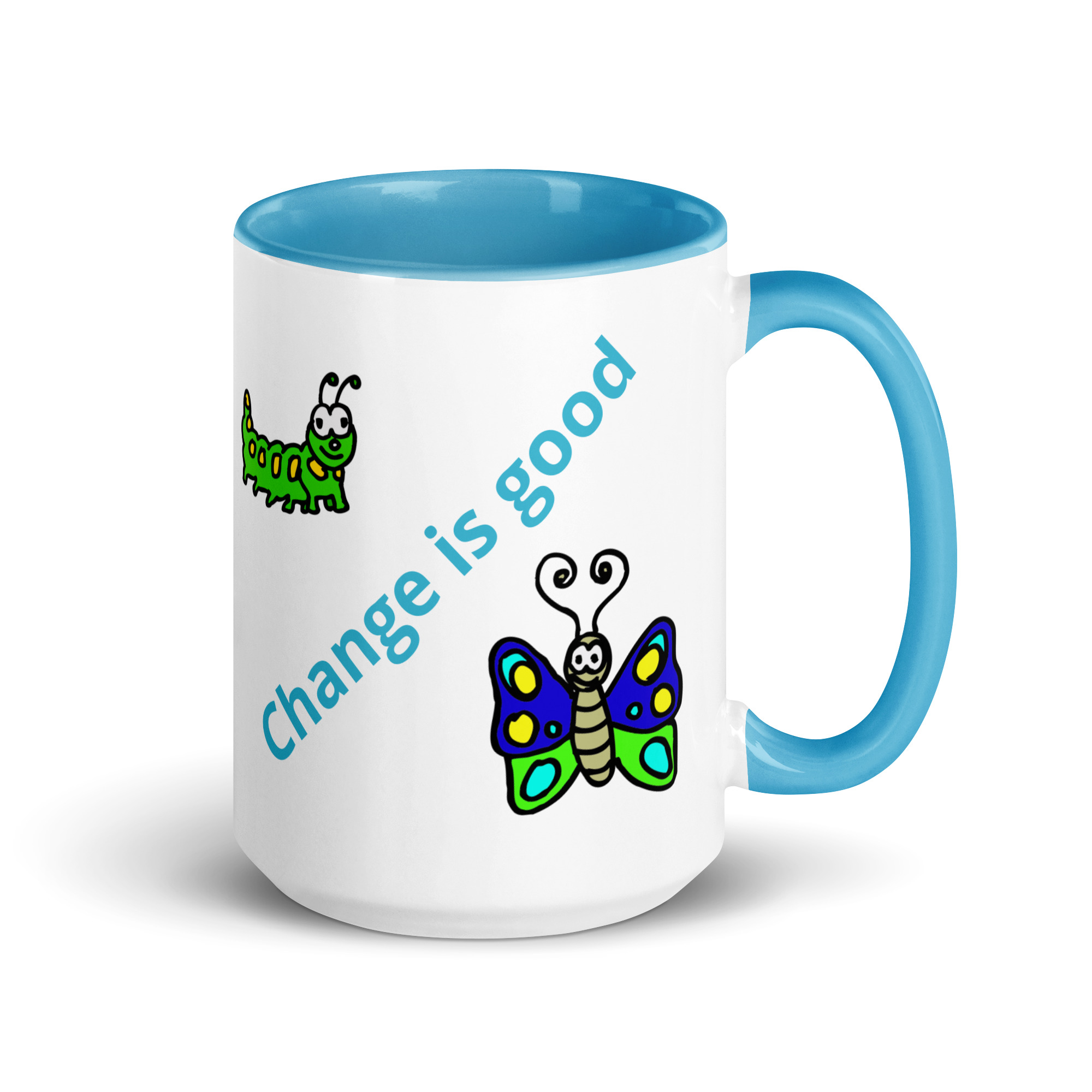 Caterpillar Butterfly Change is Good - white-ceramic-mug-with-color-inside-blue-15-oz-right-6825ea3eb7aa2