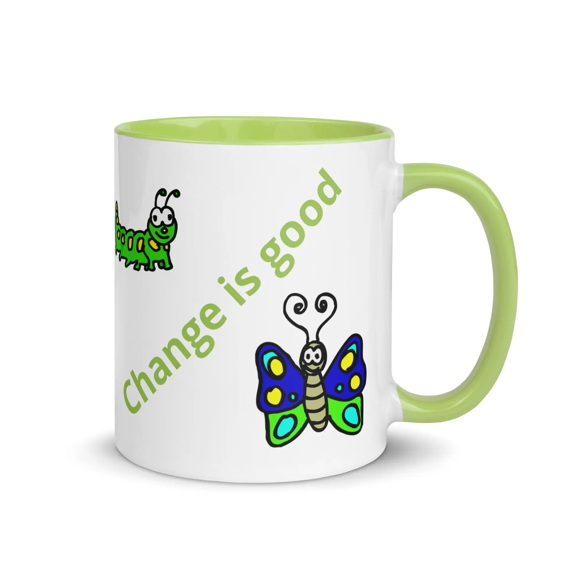 Caterpillar Butterfly Change is Good Mug with Color Inside