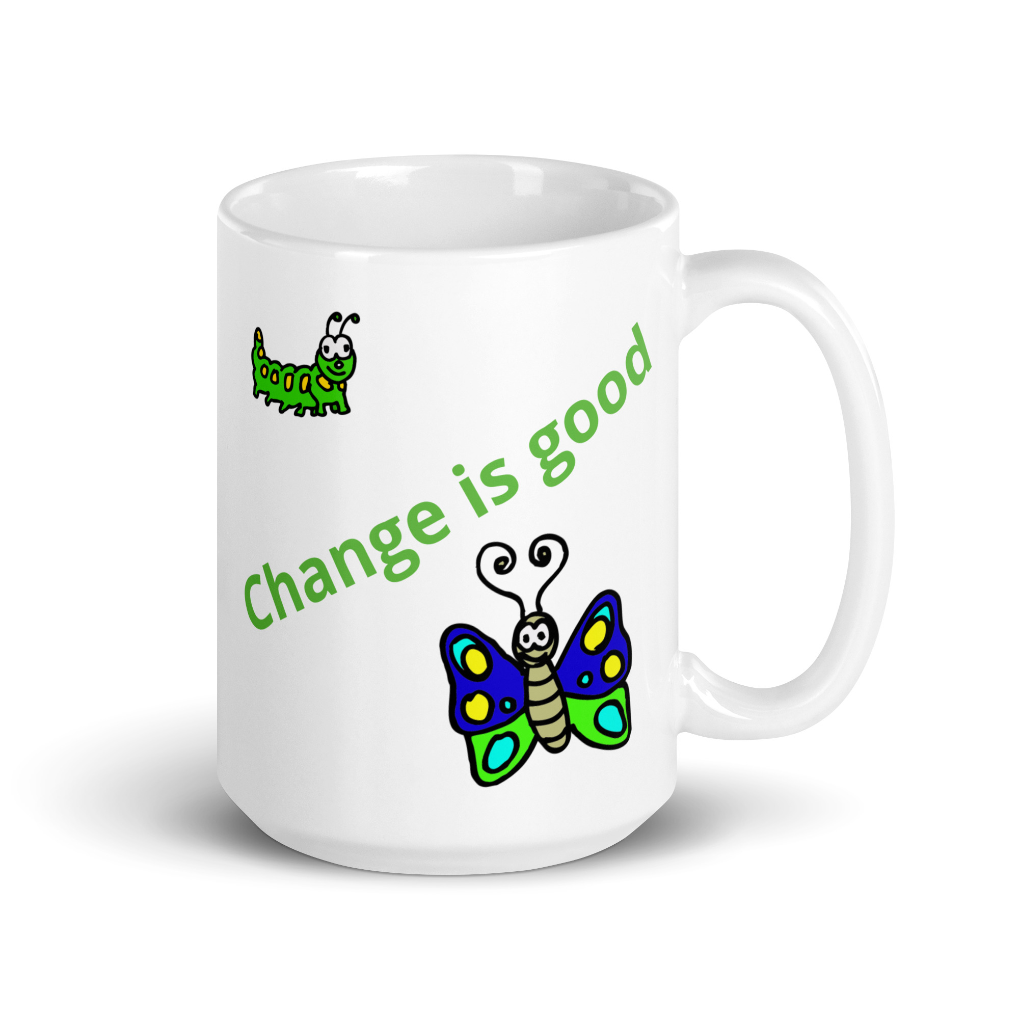Caterpillar Butterfly Change is Good - white-glossy-mug-white-15-oz-handle-on-right-6825ea4ebc24b