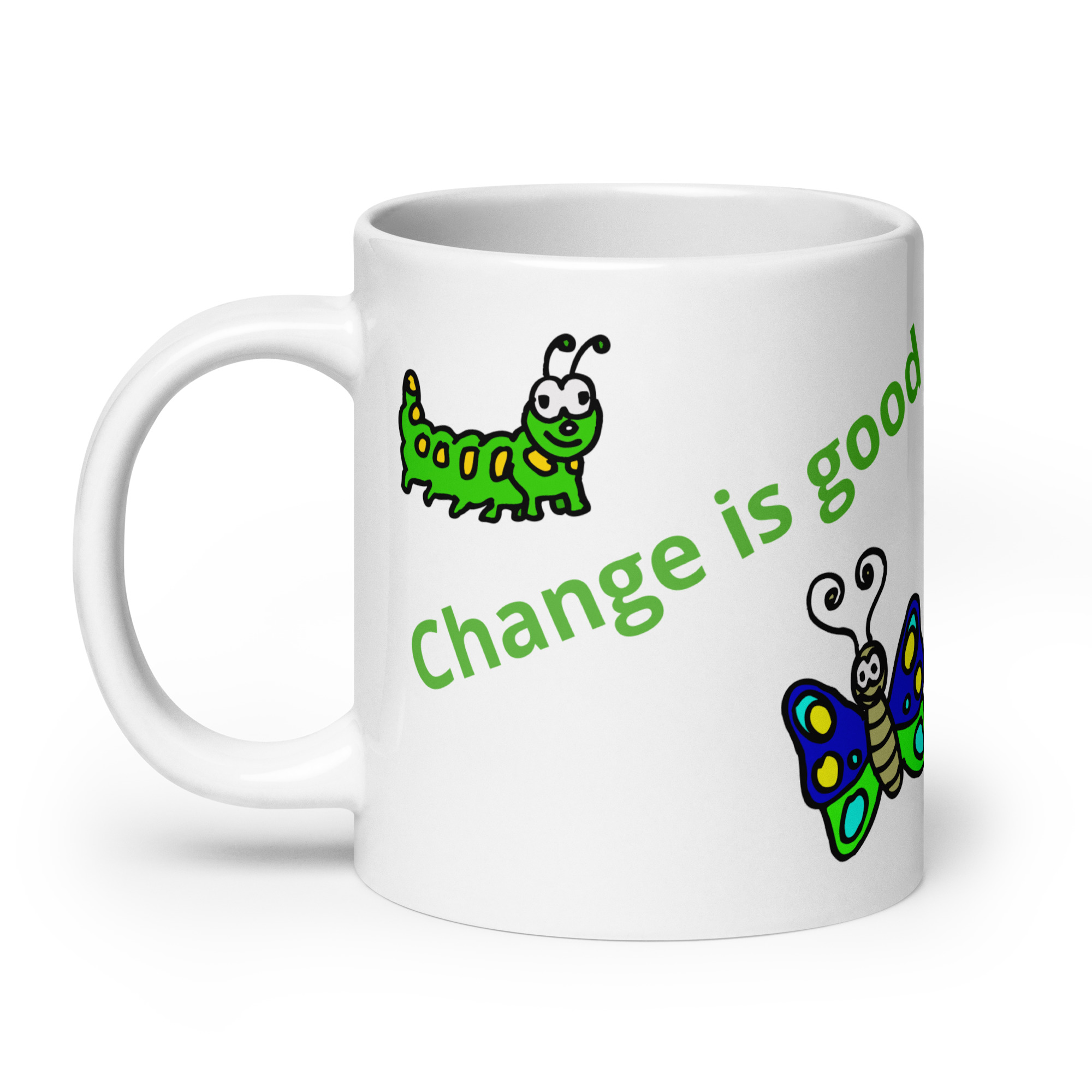 Caterpillar Butterfly Change is Good - white-glossy-mug-white-20-oz-handle-on-left-6825ea4ebc347