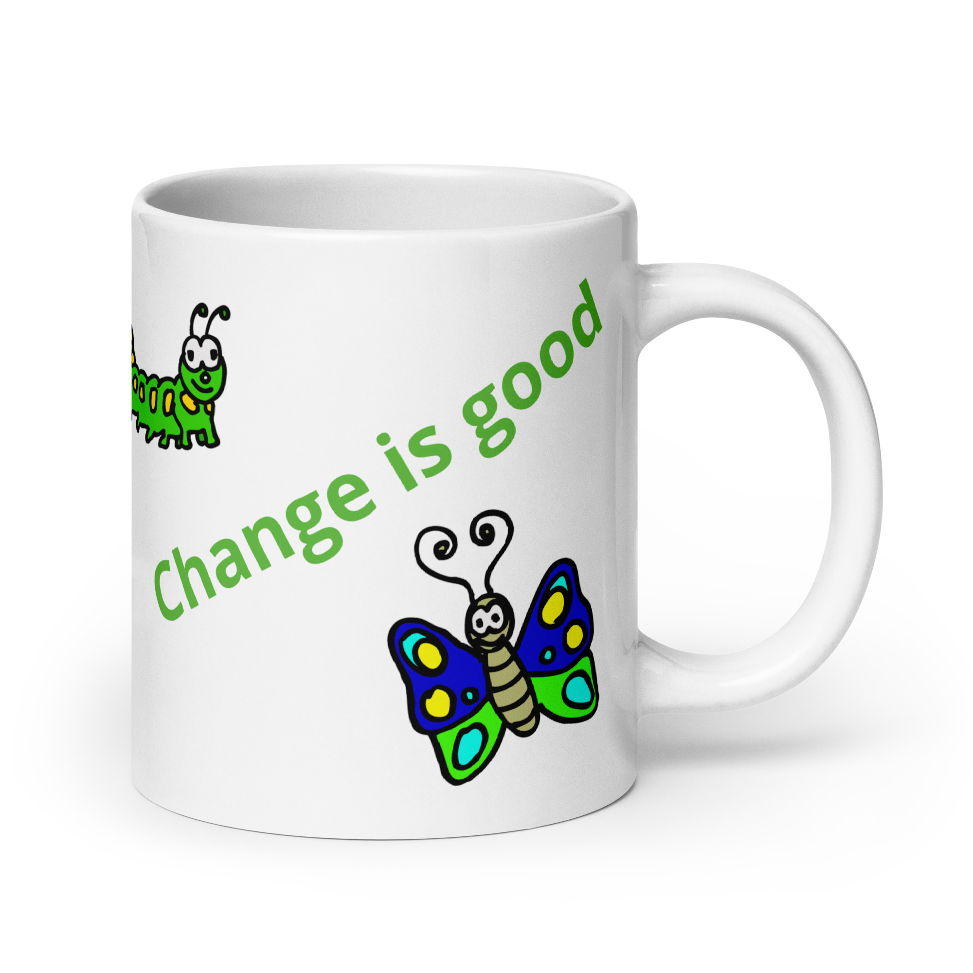 Caterpillar Butterfly Change is Good - white-glossy-mug-white-20-oz-handle-on-right-6825ea4ebc305