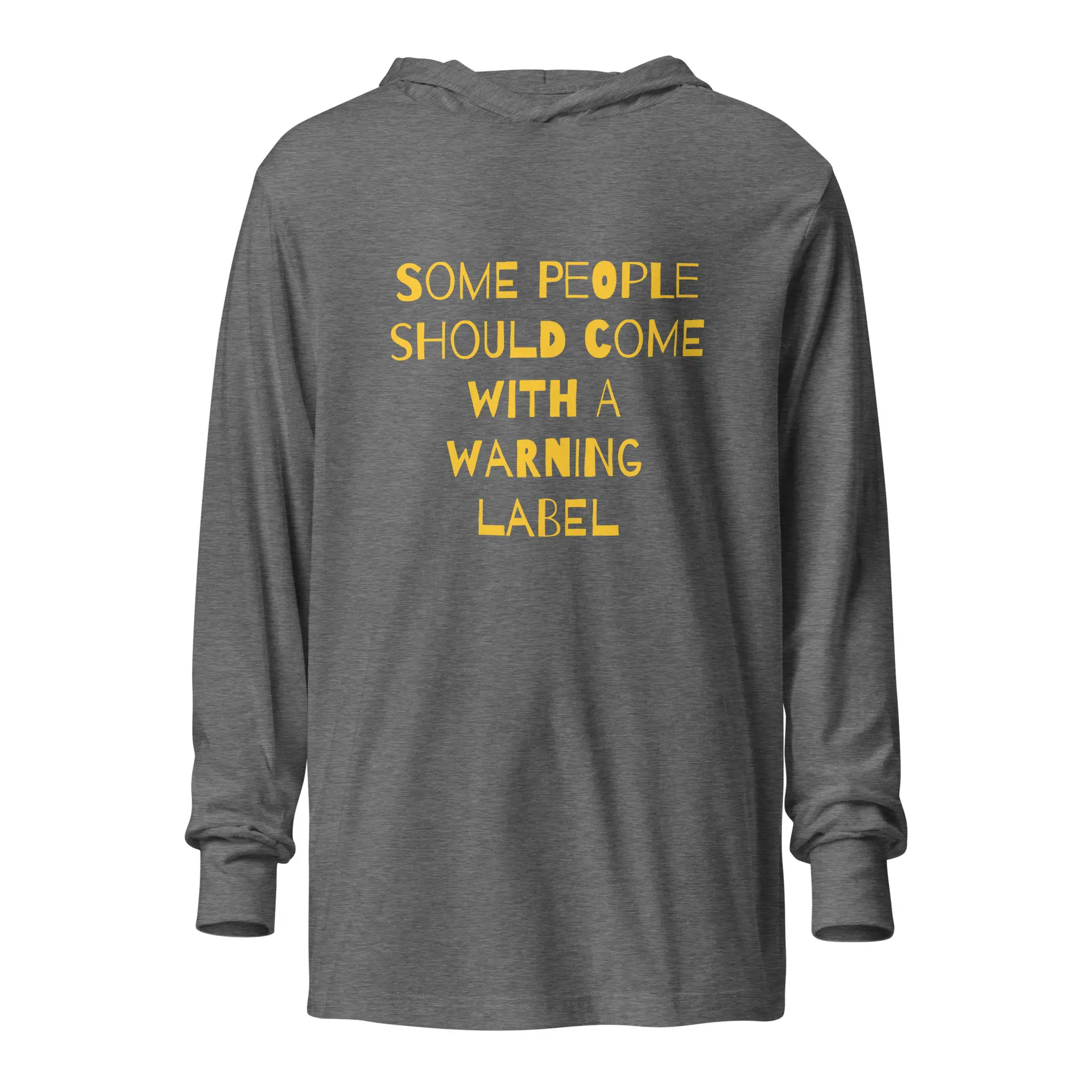 Caution Warning Label - unisex-hooded-long-sleeve-tee-grey-triblend-front-6825eb6b08981