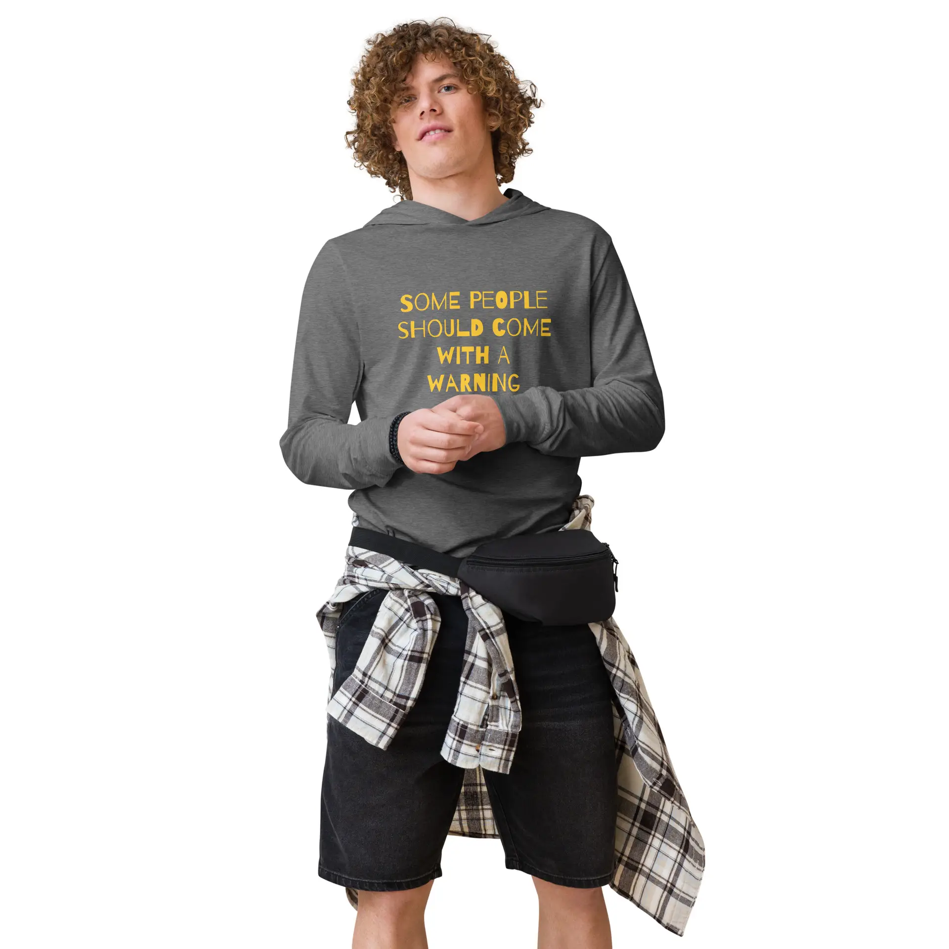 Caution Warning Label - unisex-hooded-long-sleeve-tee-grey-triblend-front-6825eb6b09157