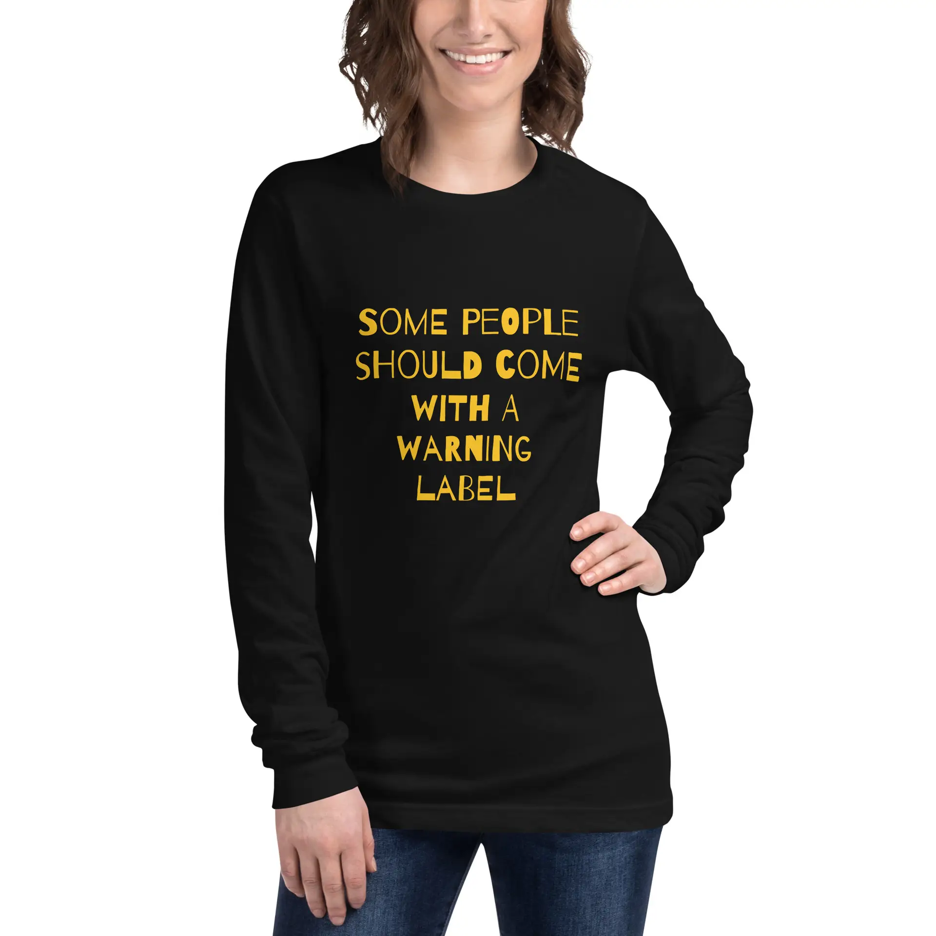 Caution Warning Label Unisex Long Sleeve Tee