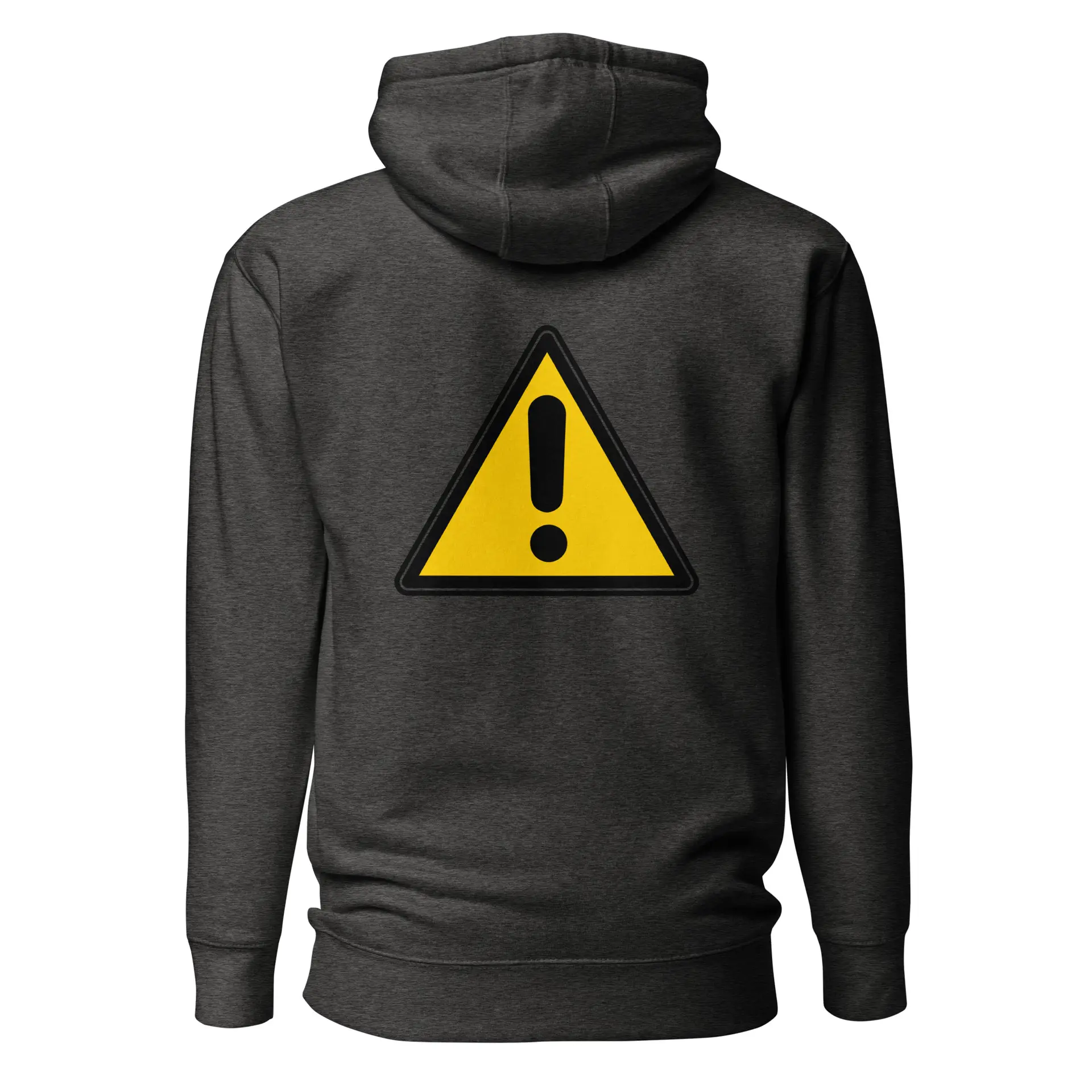 Caution Warning Label - unisex-premium-hoodie-charcoal-heather-back-6825eb7c919db