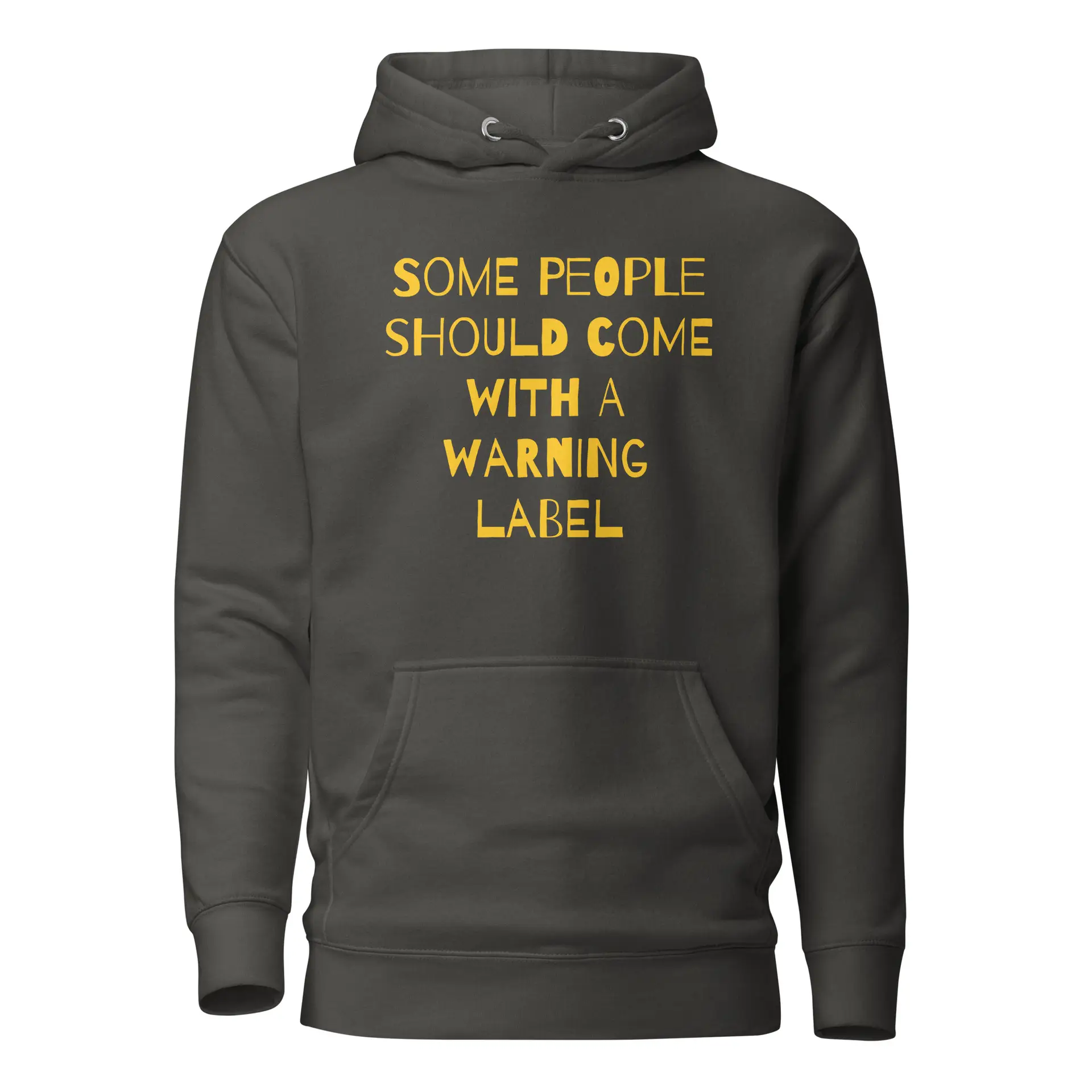 Caution Warning Label - unisex-premium-hoodie-vintage-black-front-6825eb7c92f4c