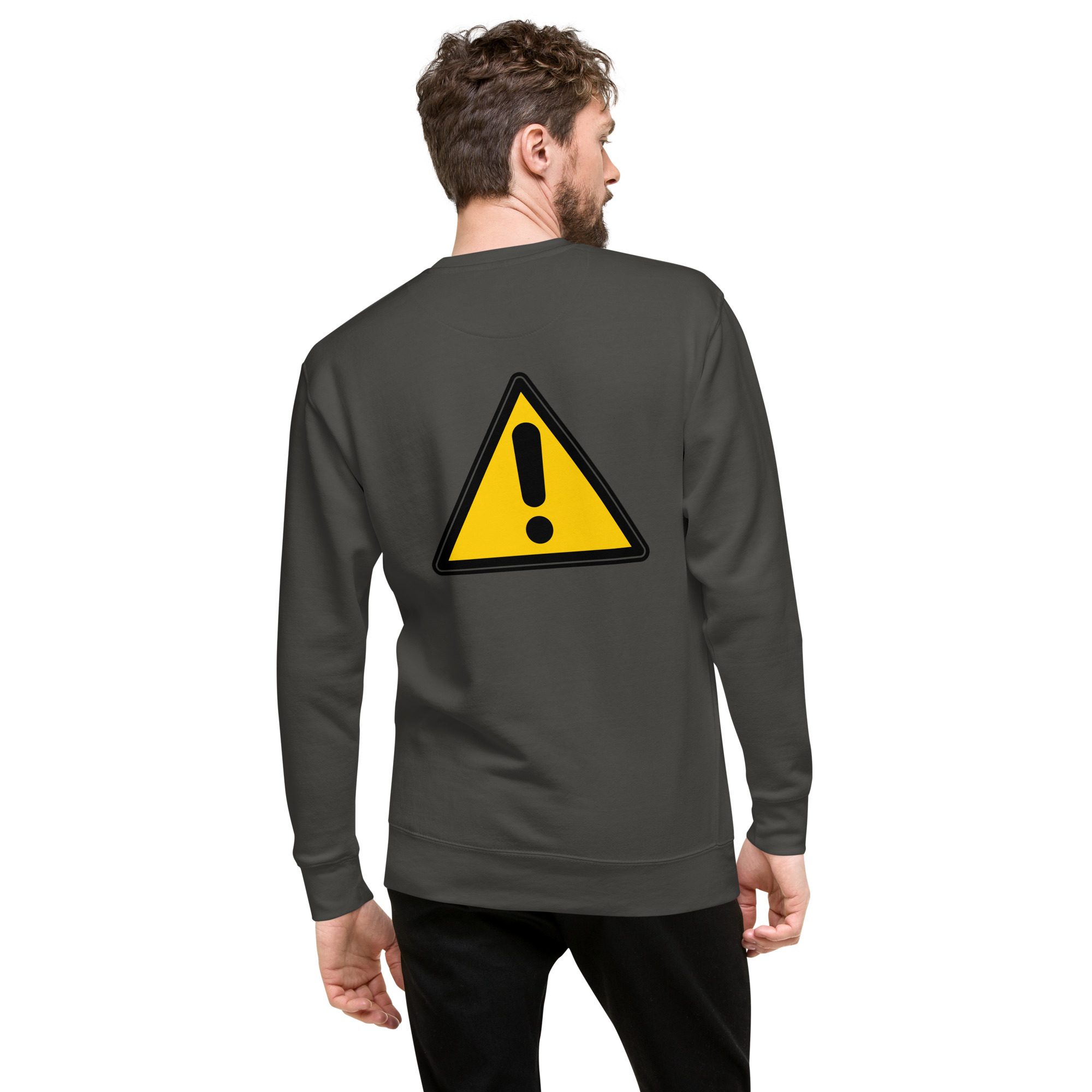 Caution Warning Label - unisex-premium-sweatshirt-vintage-black-back-6825eba142208
