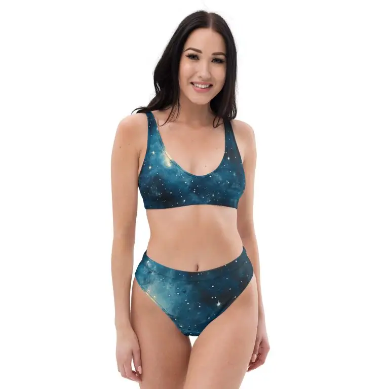 Celestial Supernova - Celestial Supernova - all-over-print-recycled-high-waisted-bikini-white-front-6825ee1e634c2