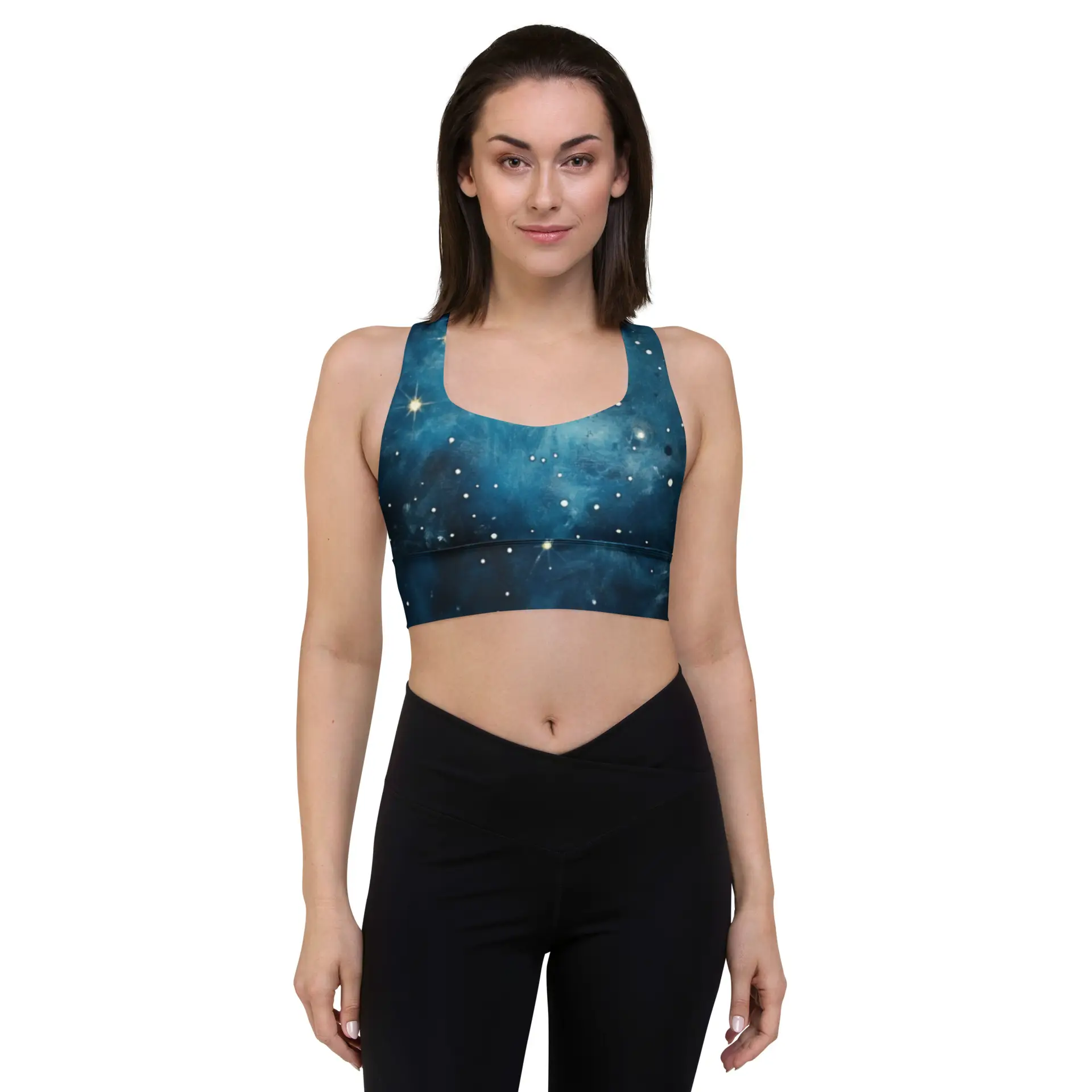 Celestial Supernova Recycled Longline Sports Bra