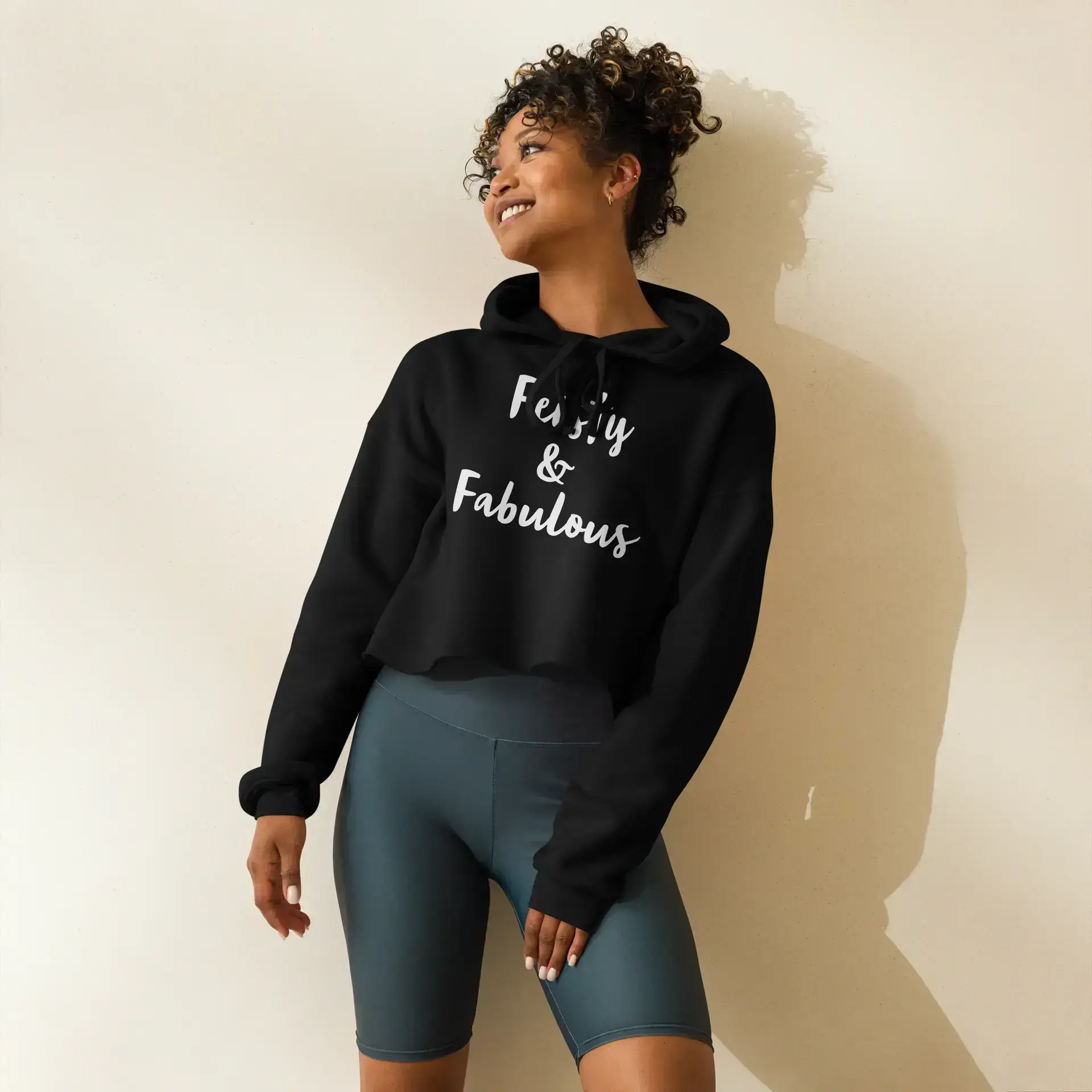 Feisty & Fabulous cropped hoodie black-front-68390f9d6c39b